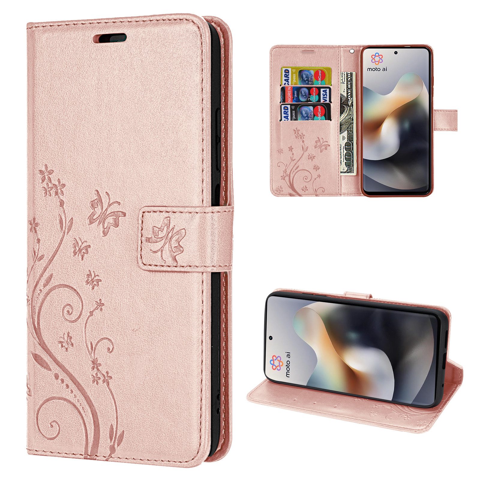 Handyhülle Handyhülle für Motorola Moto G56 Handytasche Schutzhülle in Schwarz