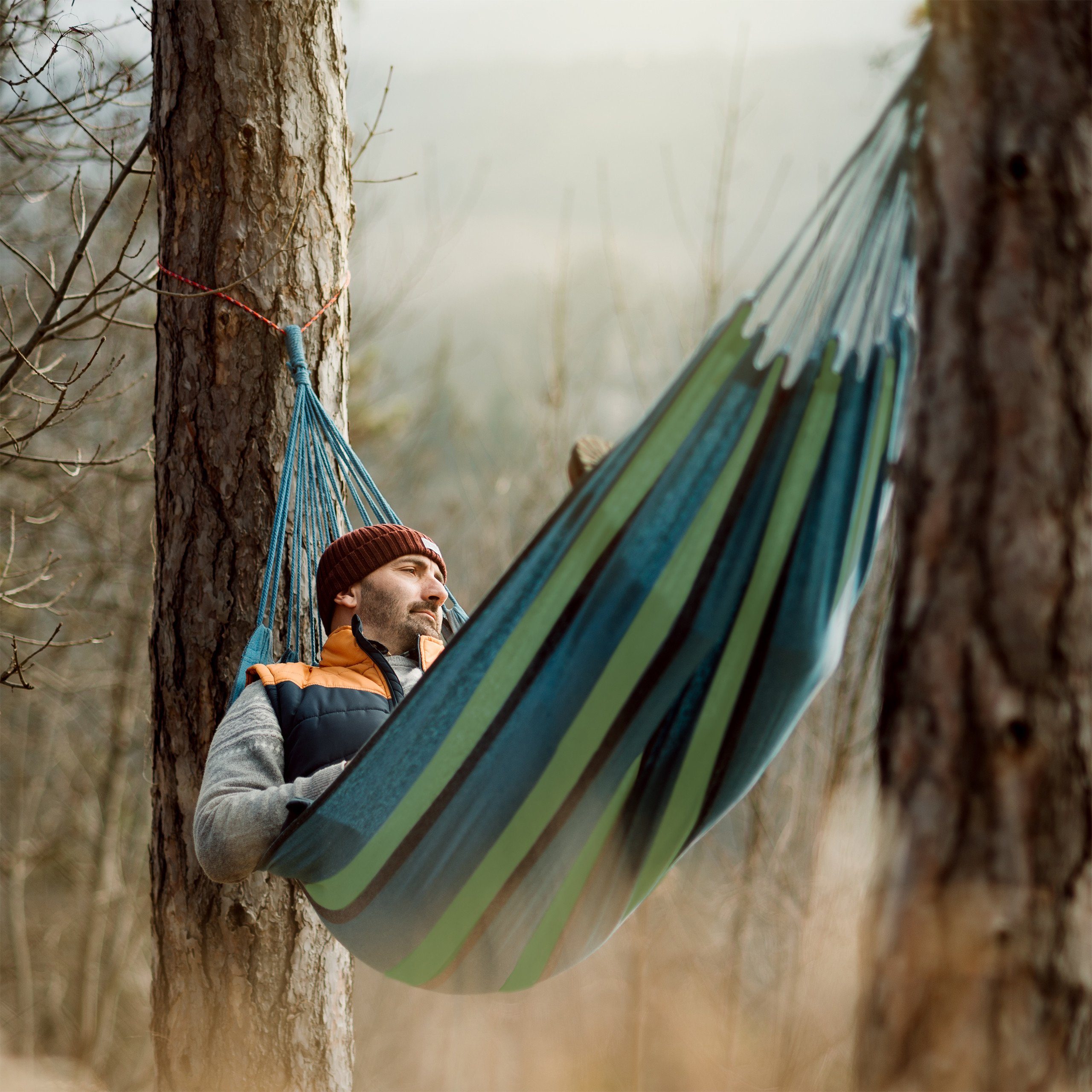 relaxdays Hängematte XXL Baumwolle, Türkis