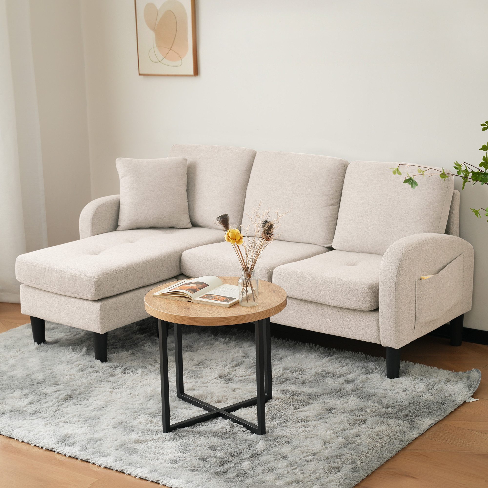 Ulife Ecksofa L-förmiges Ecksofa mit Chaiselongue, 3-Sitzer, 185 x 118 x 82 günstig online kaufen