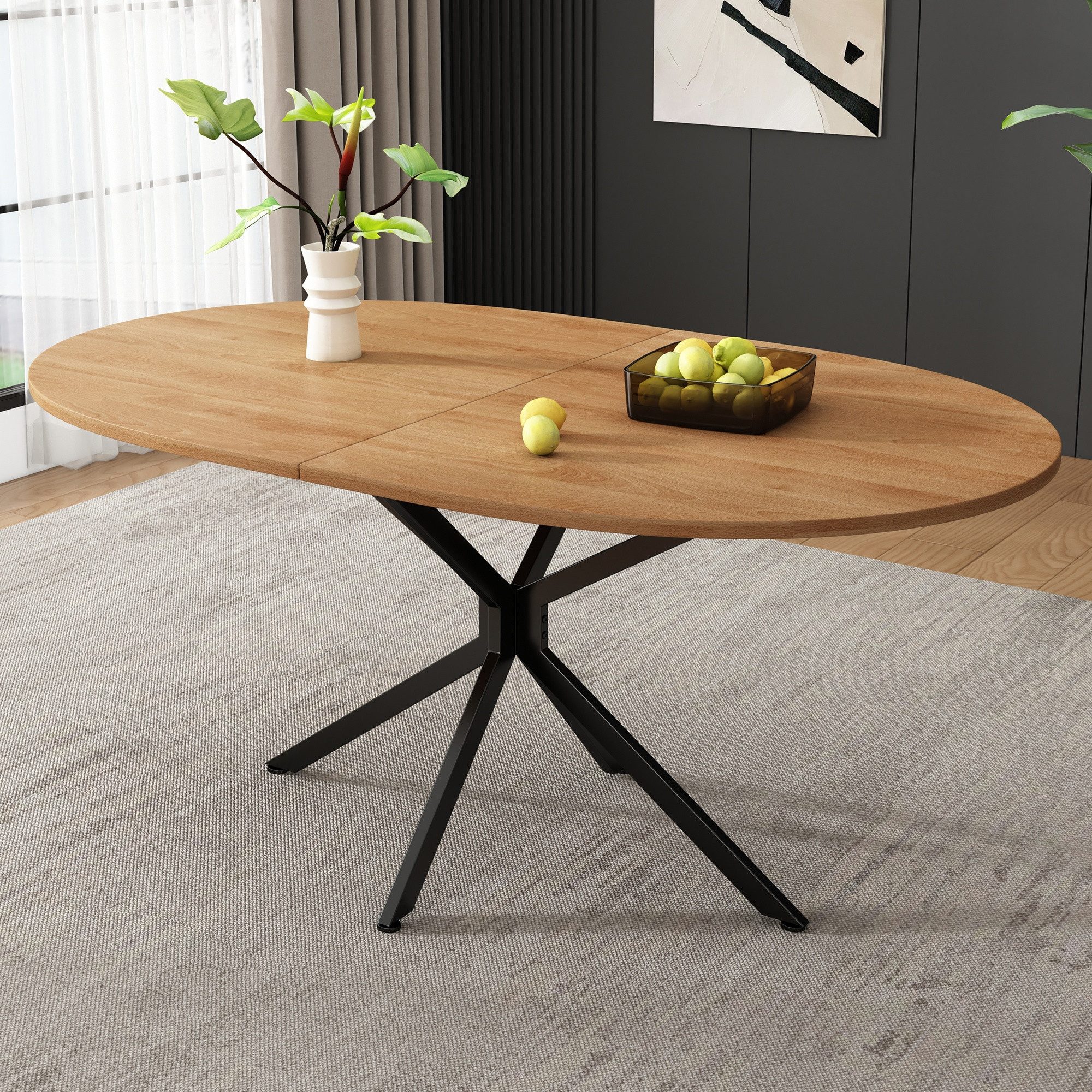 IDEASY Esstisch Ovaler Esstisch 120x80cm, Metallbeine, 4-6 Pers.