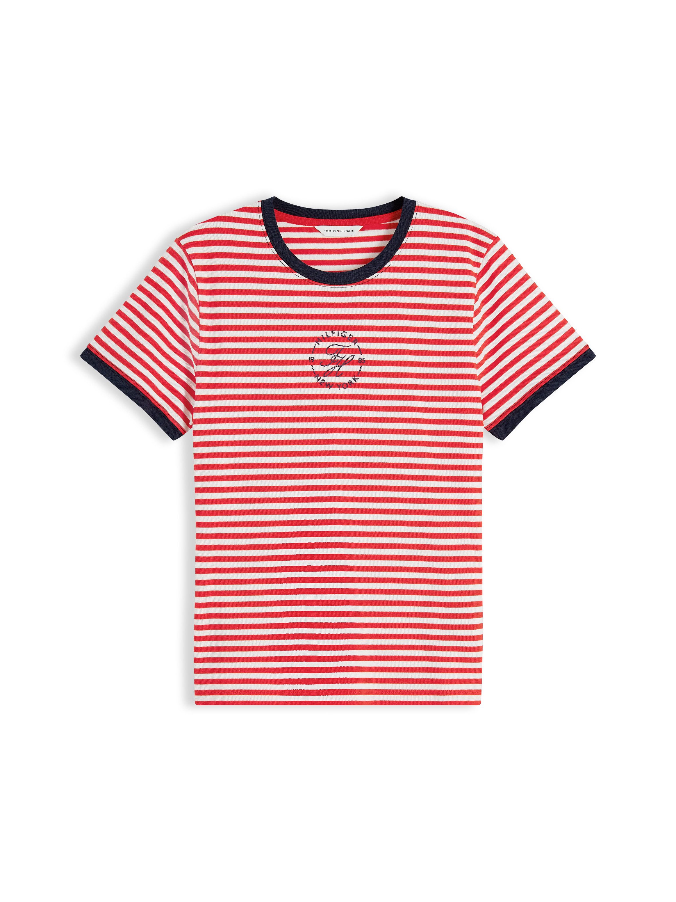 Tommy Hilfiger Kurzarmshirt TH ROUNDAL REG C-NK SS TEE mit kontrastfarbenen Bündchen – Bild 5 von 5
