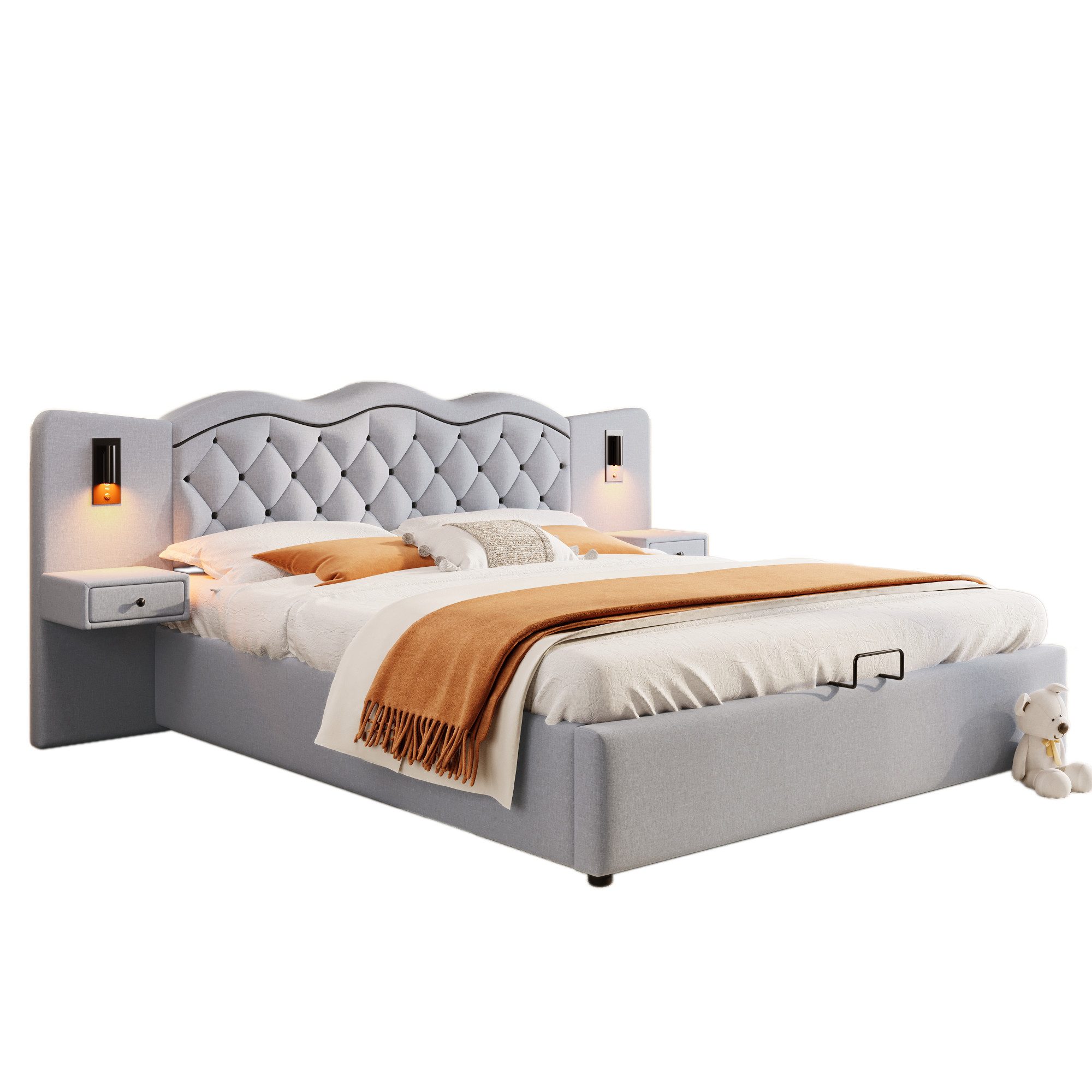 TavilaEcon Boxspringbett mit USB-Anschluss und zwei günstig online kaufen