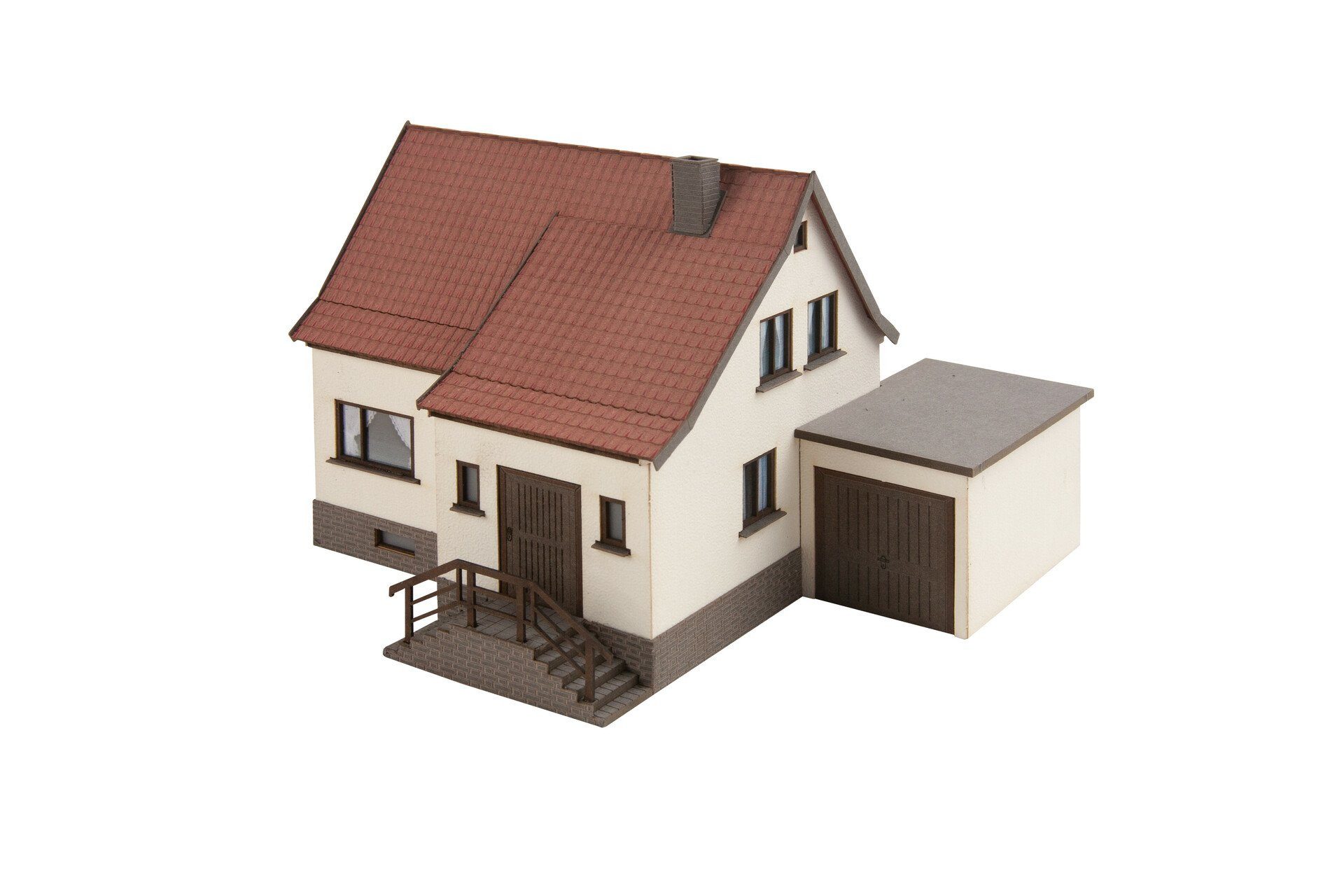 NOCH Modelleisenbahn-Gebäude Siedlungshaus mit Garage, für Modellbau, 12.6 x 13