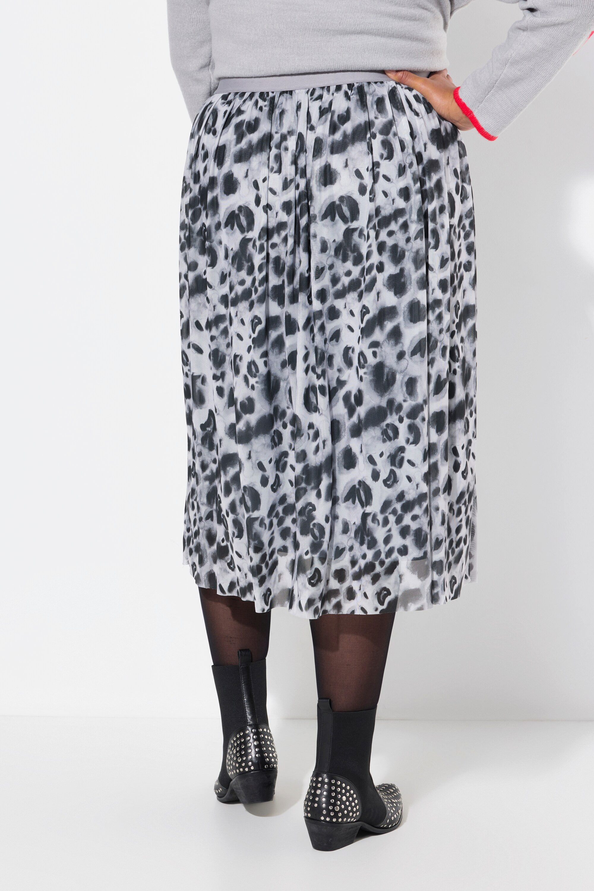 Angel of Style Plisseerock Meshrock gerade Animal-Muster Elastikbund