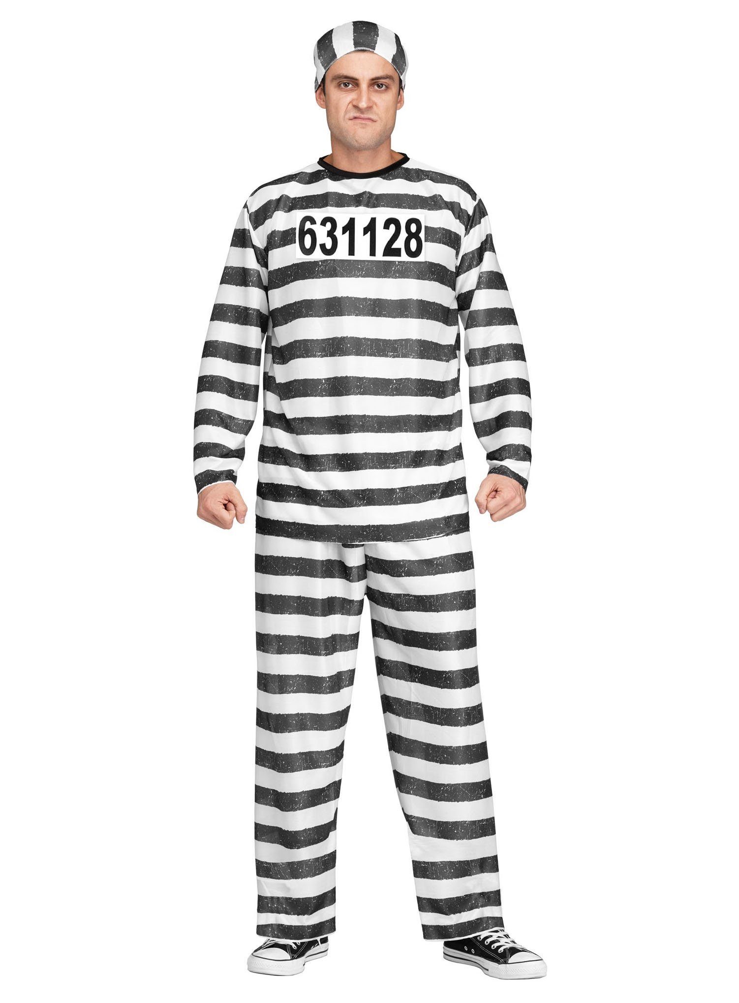 Fun World Kostüm Sträfling, Witziges Gefängnis Kostüm für Herren