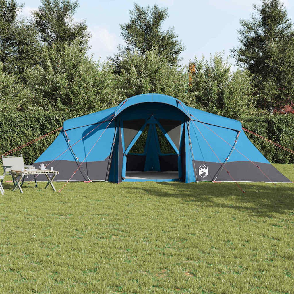 vidaXL Tunnelzelt Familienzelt 6 Personen Blau und Grau Polyester und Fiberglas, (1 tlg)