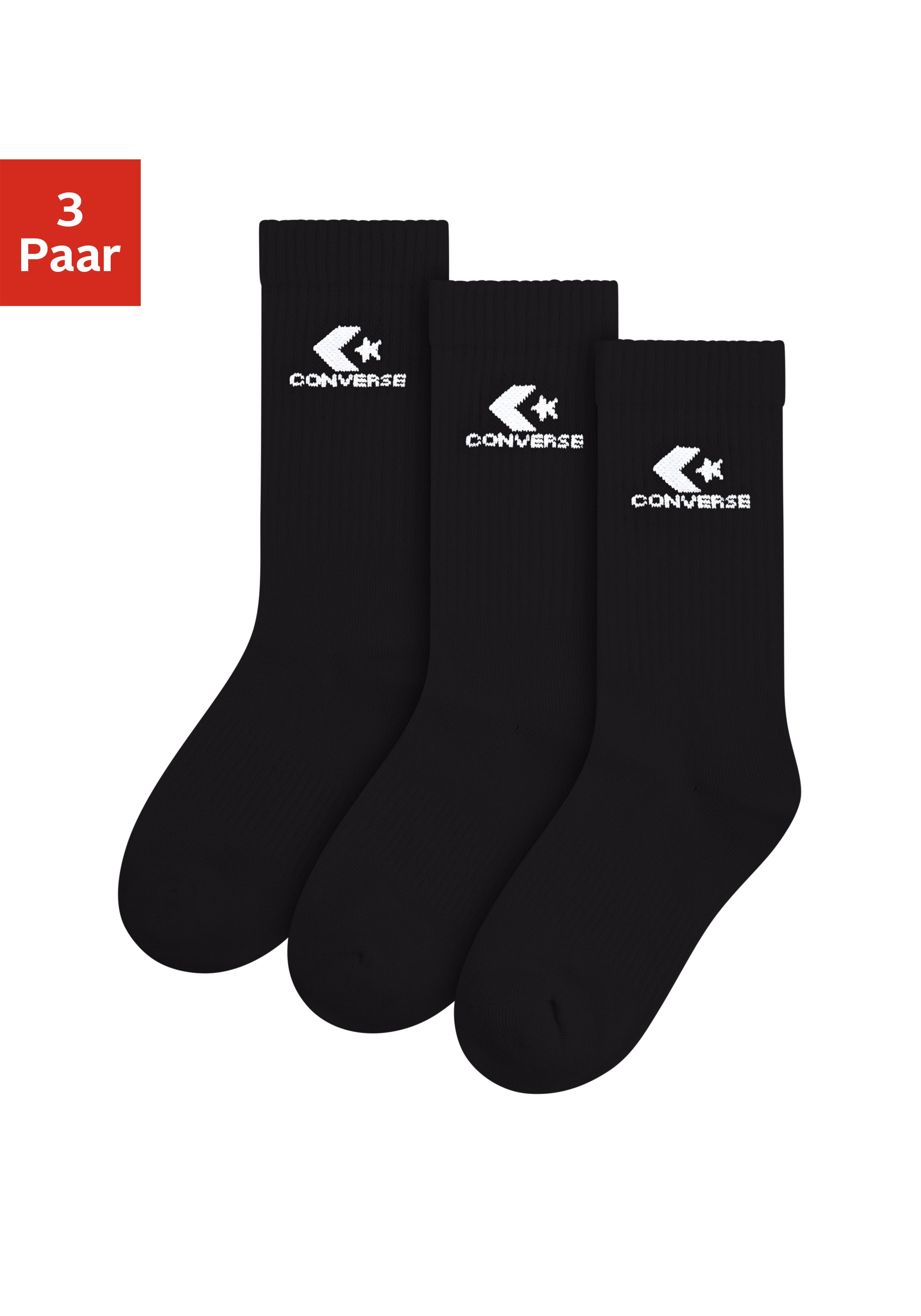 Converse Socken CHU 3PK LIGHTWEIGHT COTTON CRE (3-Paar) im 3er-Pack, weiches Strickmaterial, atmungsaktive Zehenpartie