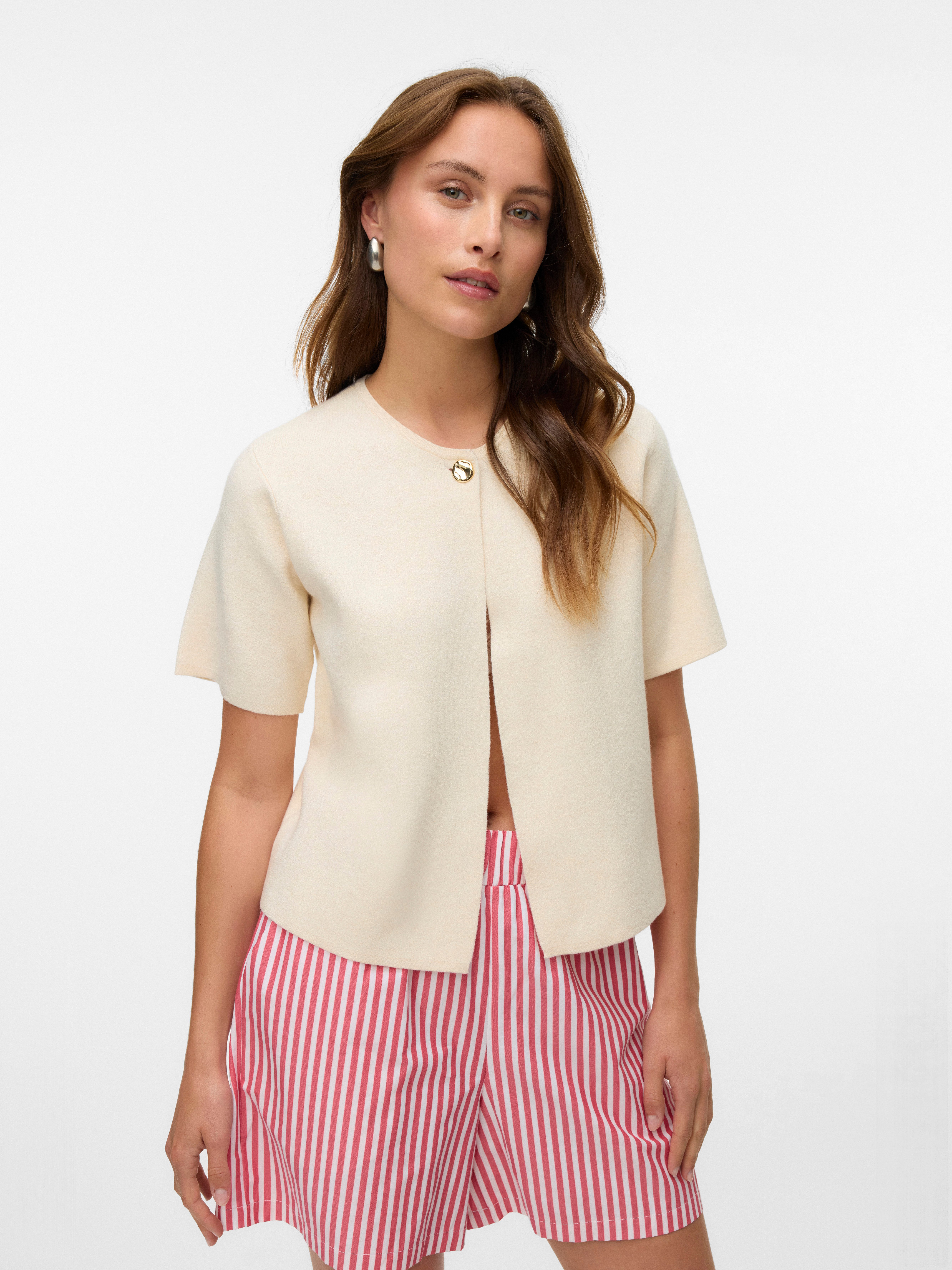 Vero Moda Strickjacke VMGOLD SS O-NECK ONE BUTTON CARDIGAN günstig online kaufen