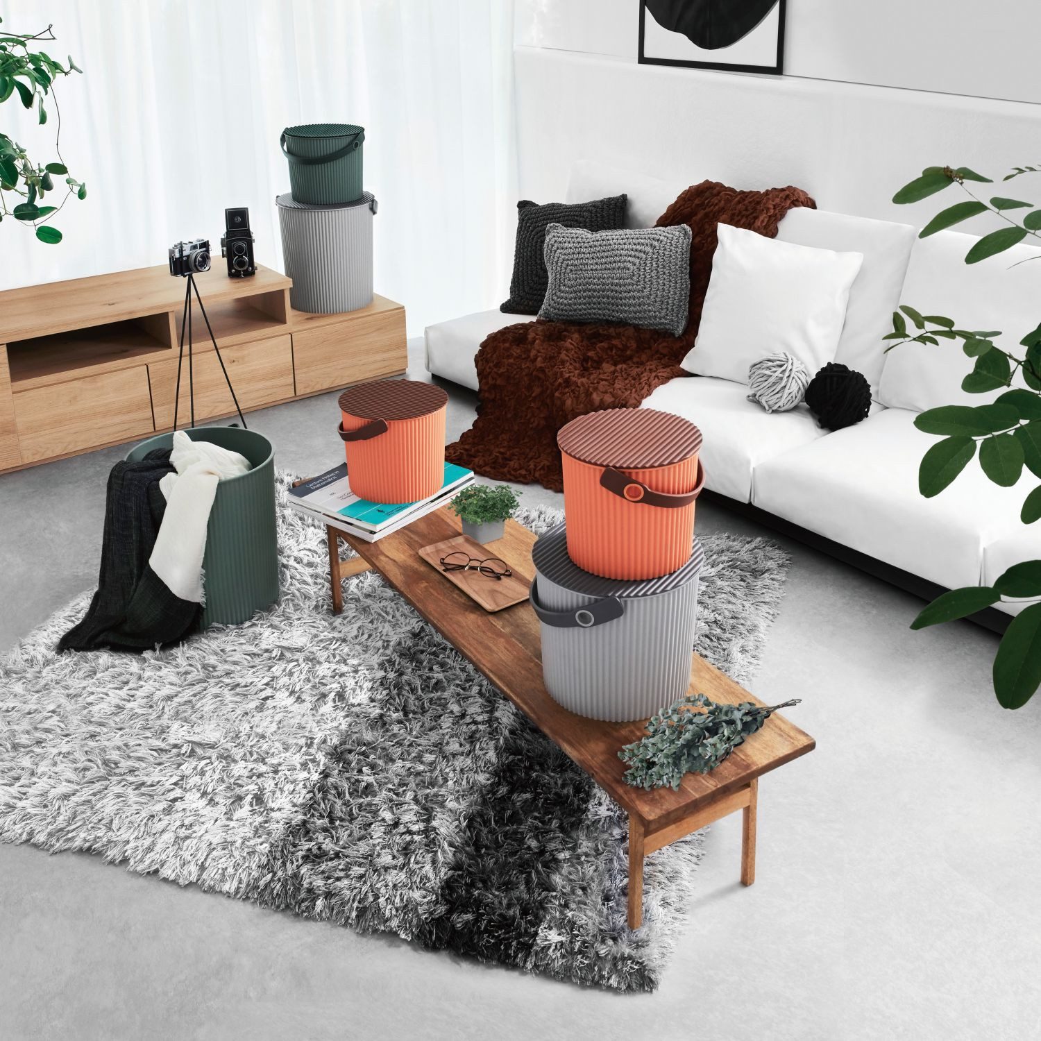 Hachiman Aufbewahrungsbox Hachiman Omnioutil Mini-Eimer Naturaluxe Grau 4 l