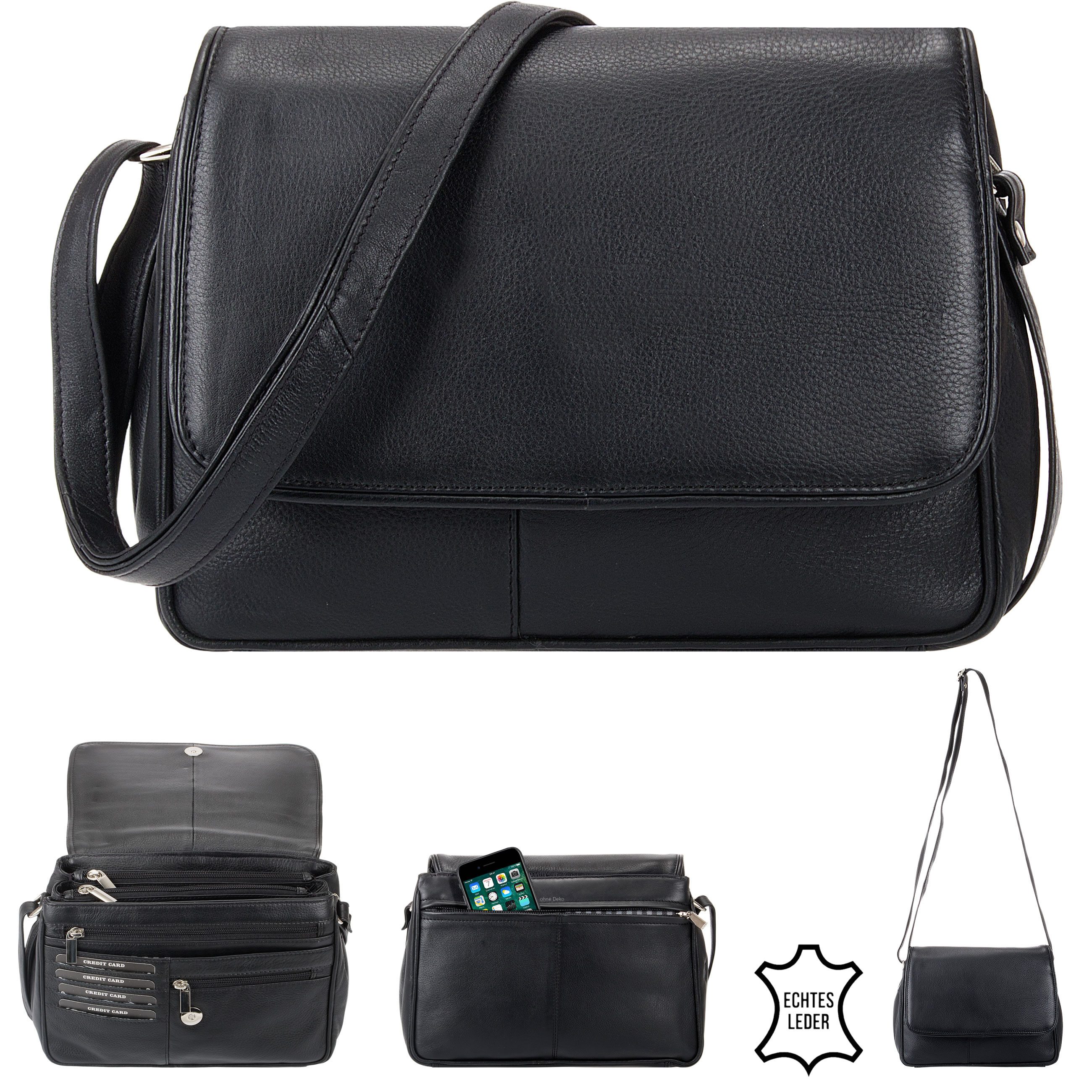 Alessandro Salvatore Handtasche Leder Damen mittel klein Lederhandtasche, Schultertasche Echtleder Damentasche Tasche Florenz 12975 + Etui