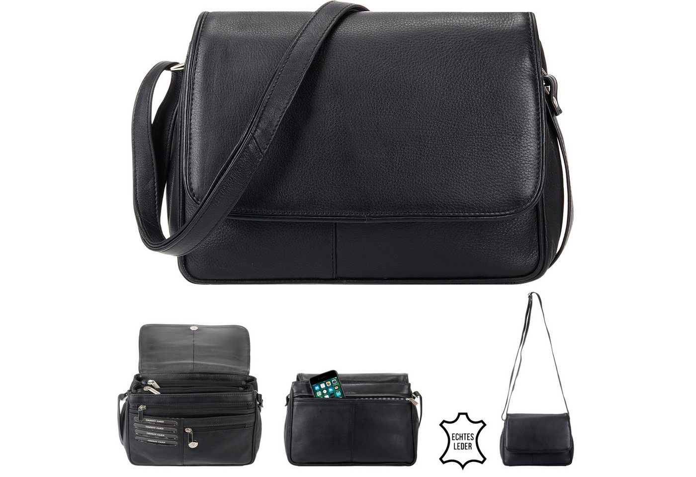 Alessandro Salvatore Handtasche Leder Damen mittel klein Lederhandtasche, Schultertasche Echtleder Damentasche Tasche Florenz 12975 + Etui
