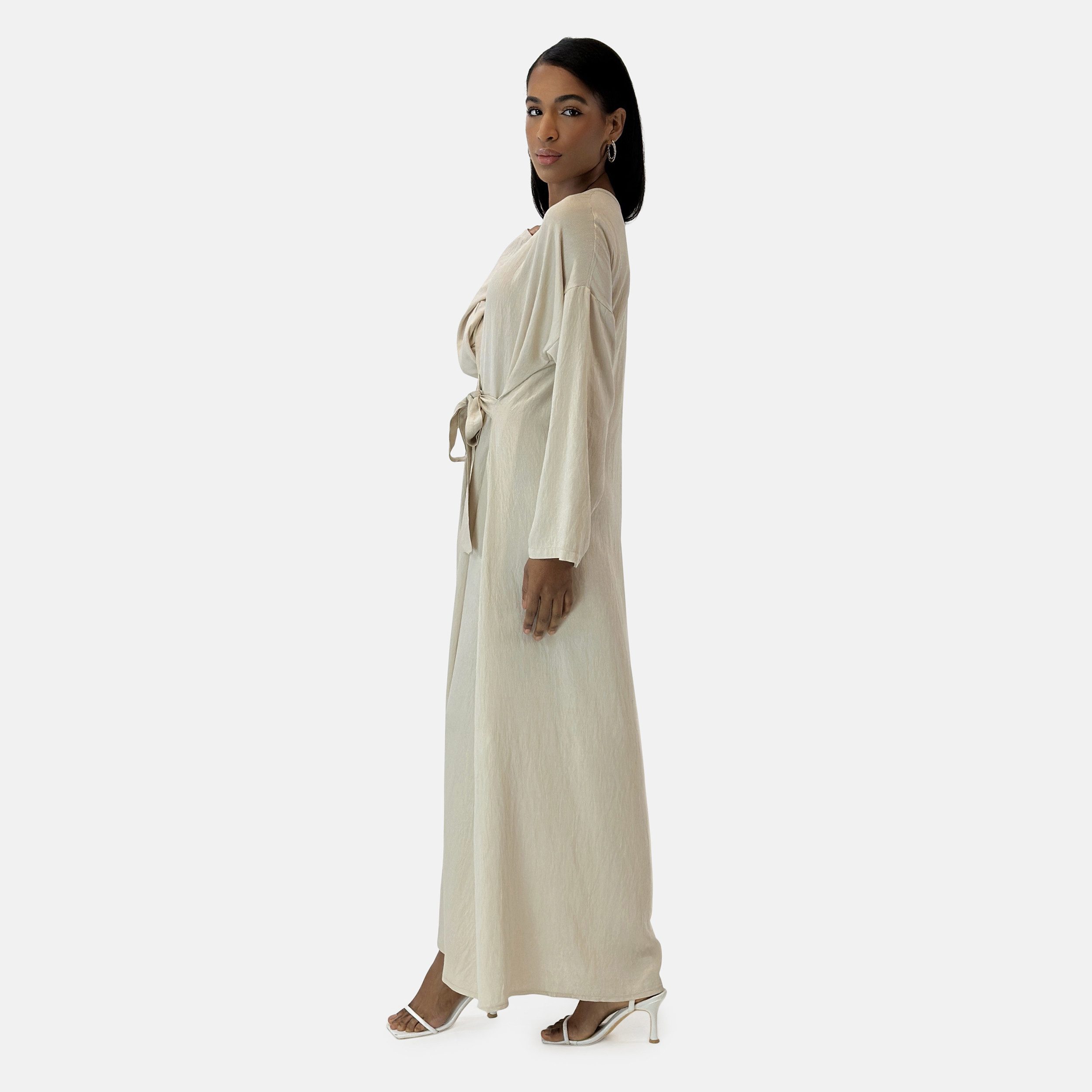 Elara Maxikleid — Damen Abaya One Size mit Bindeschleife und lockerem Maxischnitt