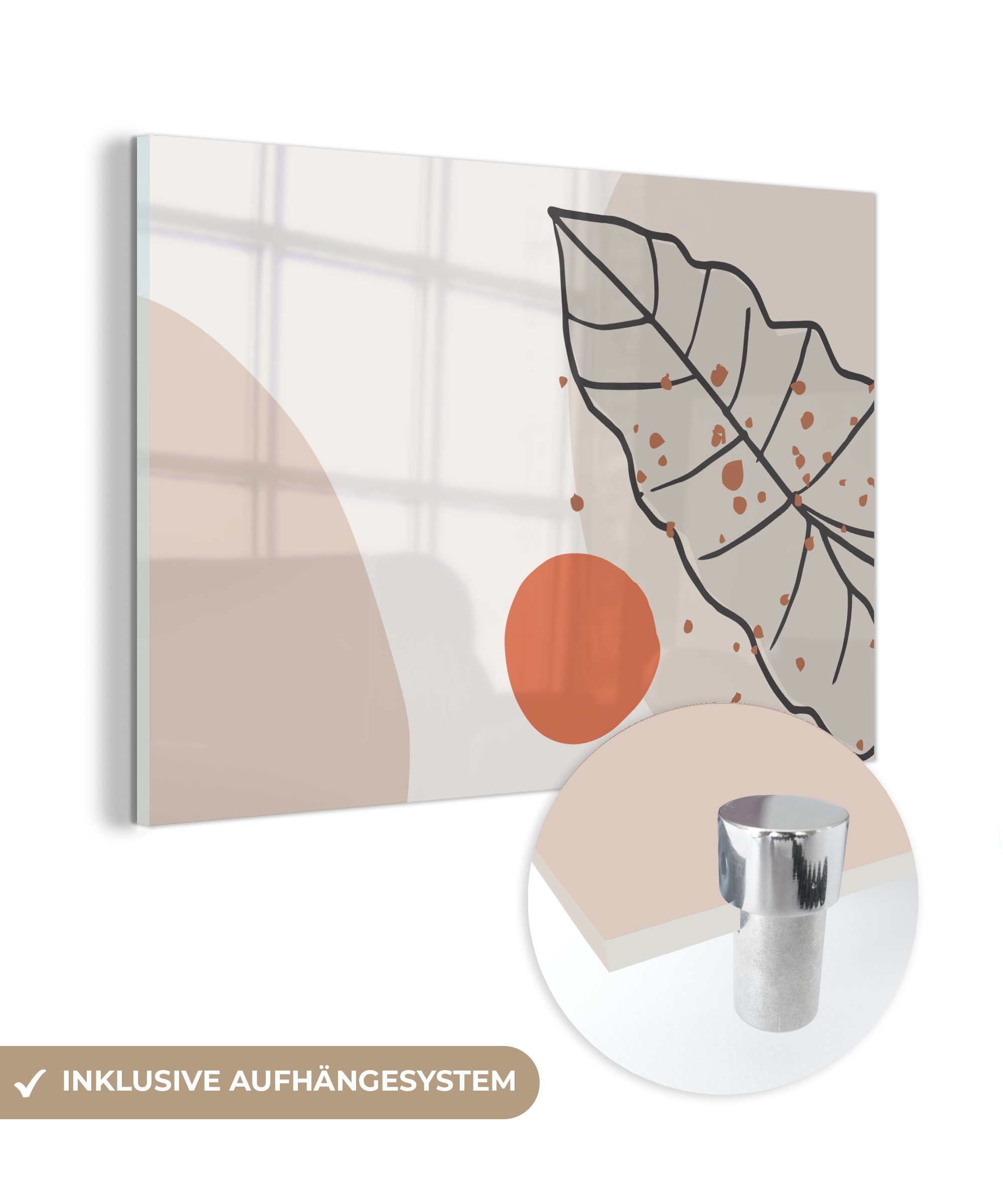Sommer MuchoWow - (1 Acrylglasbild Blatt, Wohnzimmer Orange Schlafzimmer - Acrylglasbilder & St),