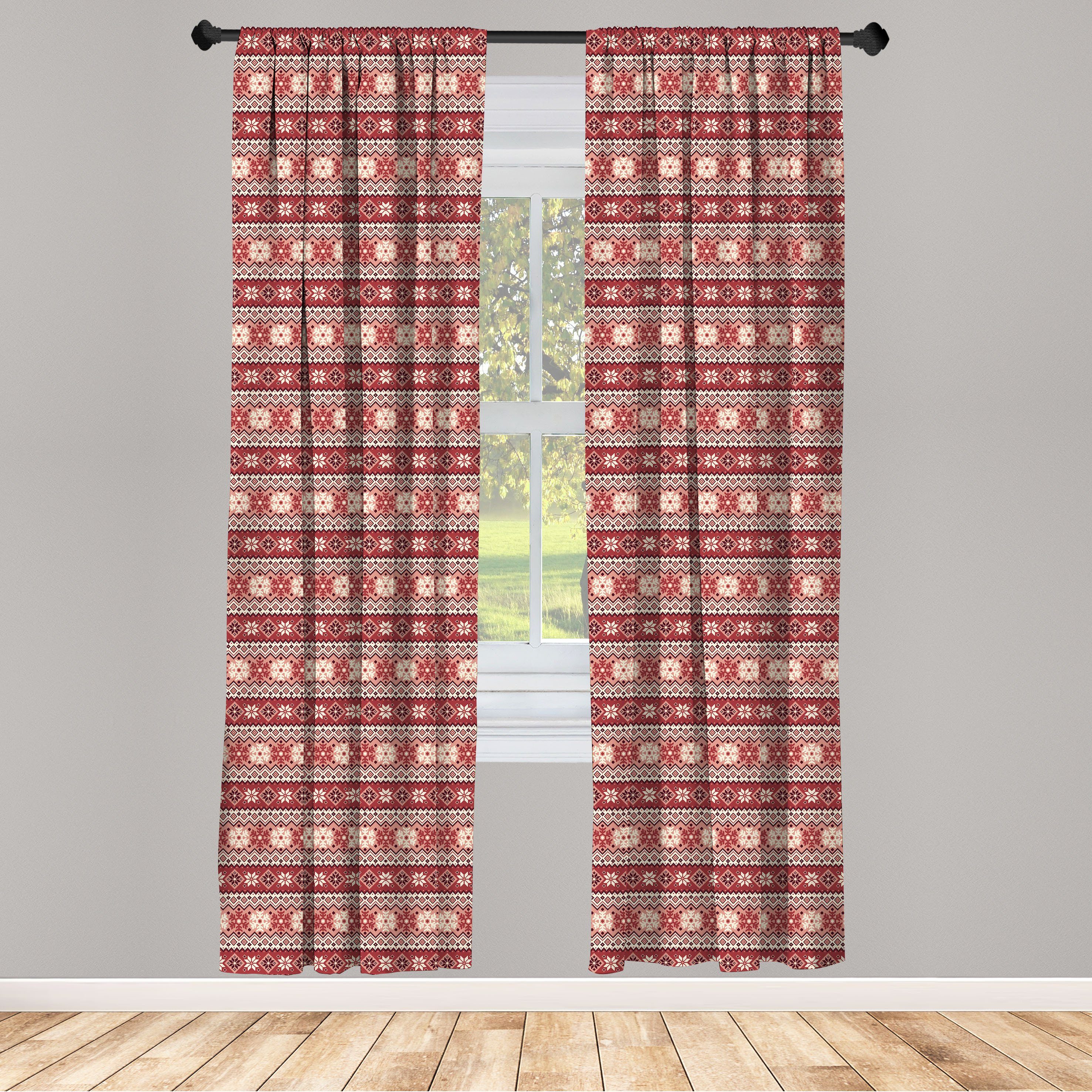 Gardine Vorhang für Wohnzimmer Schlafzimmer Dekor, Abakuhaus, Microfaser, nordisch Scandinavian Weihnachten Schnee