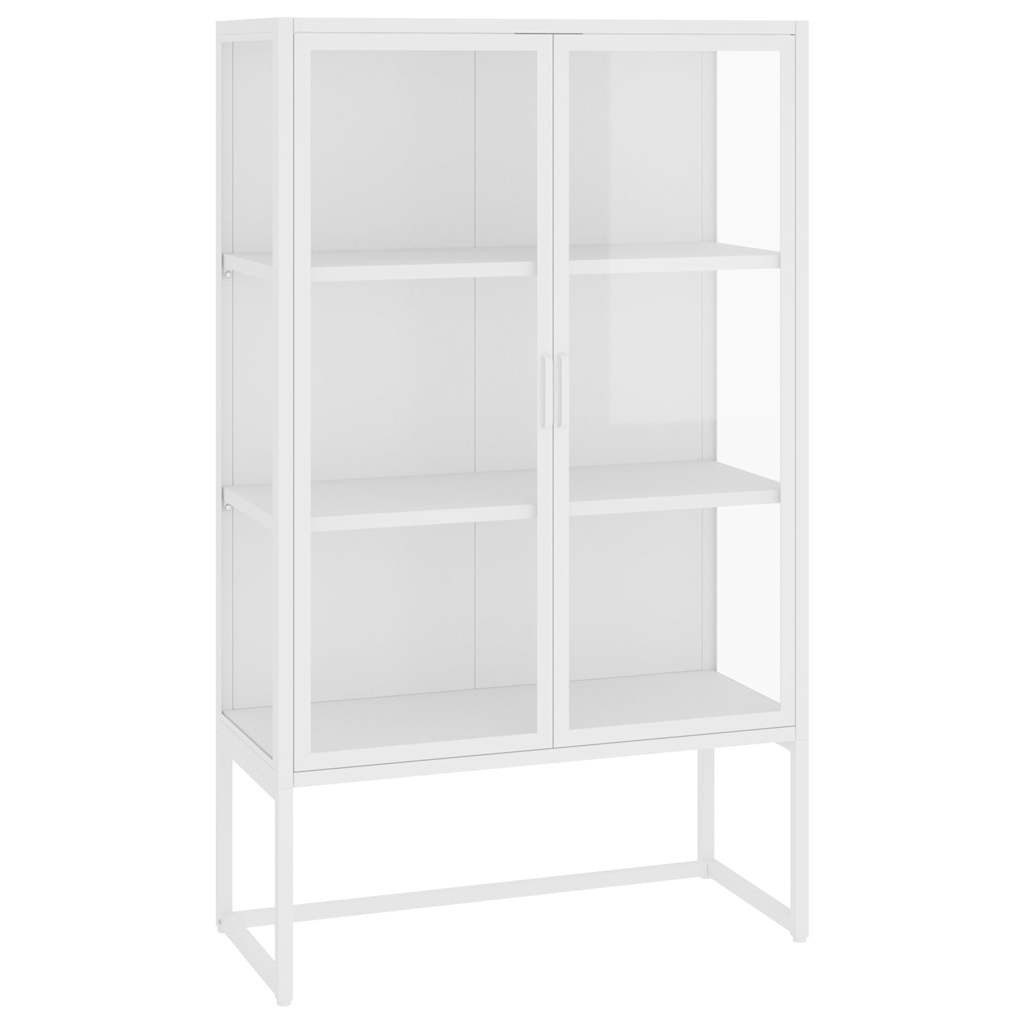 vidaXL Schranksystem Highboard Weiß 80x35x135 cm Stahl und Gehärtetes Glas (1-St)