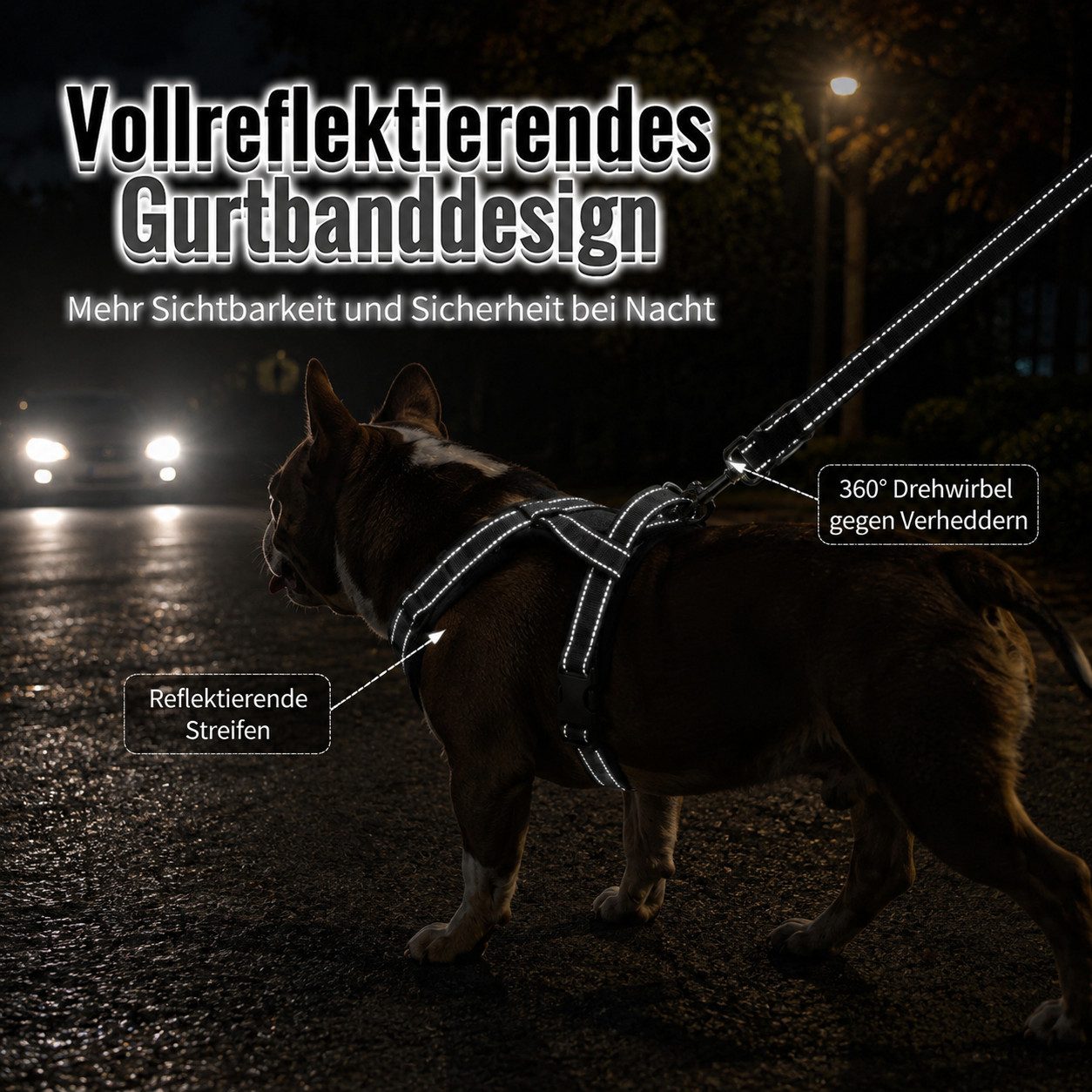 Fyrove Hundeweste Zugfreies Hundegeschirr als Brustgeschirr, optimal für Erziehung, Zugentlastendes Design, Weiche Polsterung
