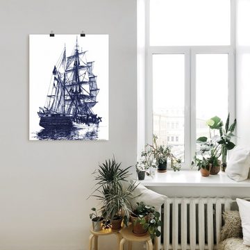 Artland Wandbild Antikes Schiff in blau I, Boote & Schiffe (1 St), als Alubild, Outdoorbild, Poster in verschied. Größen