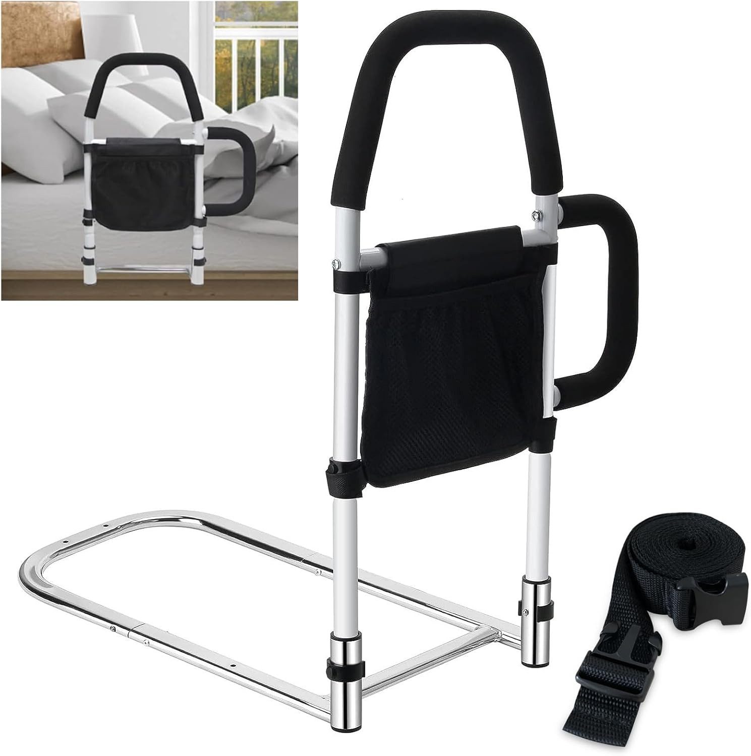 AKKEE Bett - Aufstehhilfe Bett Haltegriffe Senioren Verstellbare Aufstehhilfe Höhenverstellbare, 65 cm groß