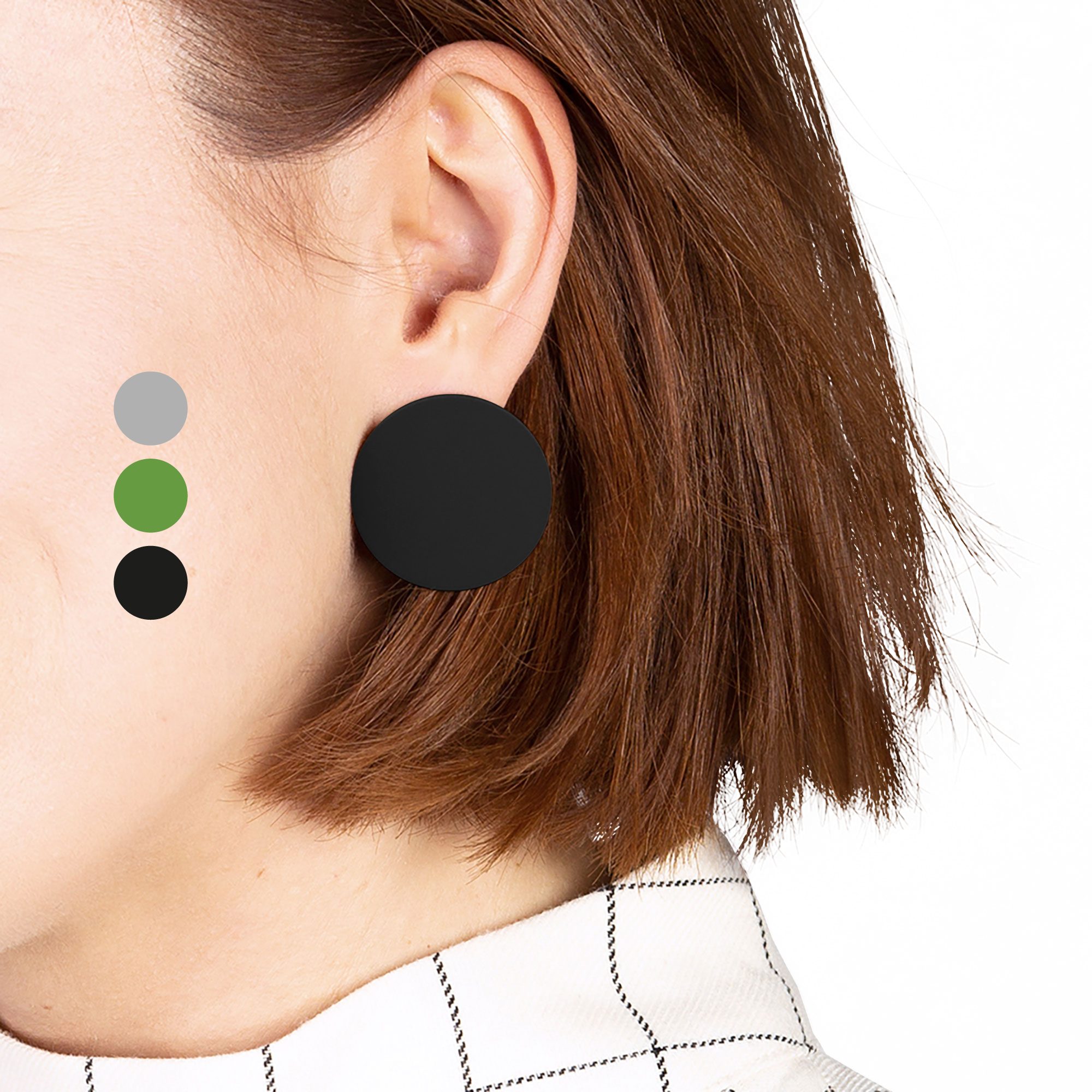 ALEXASCHA Paar Ohrstecker Runde Statement Ohrringe in schwarz, grün & grau günstig online kaufen