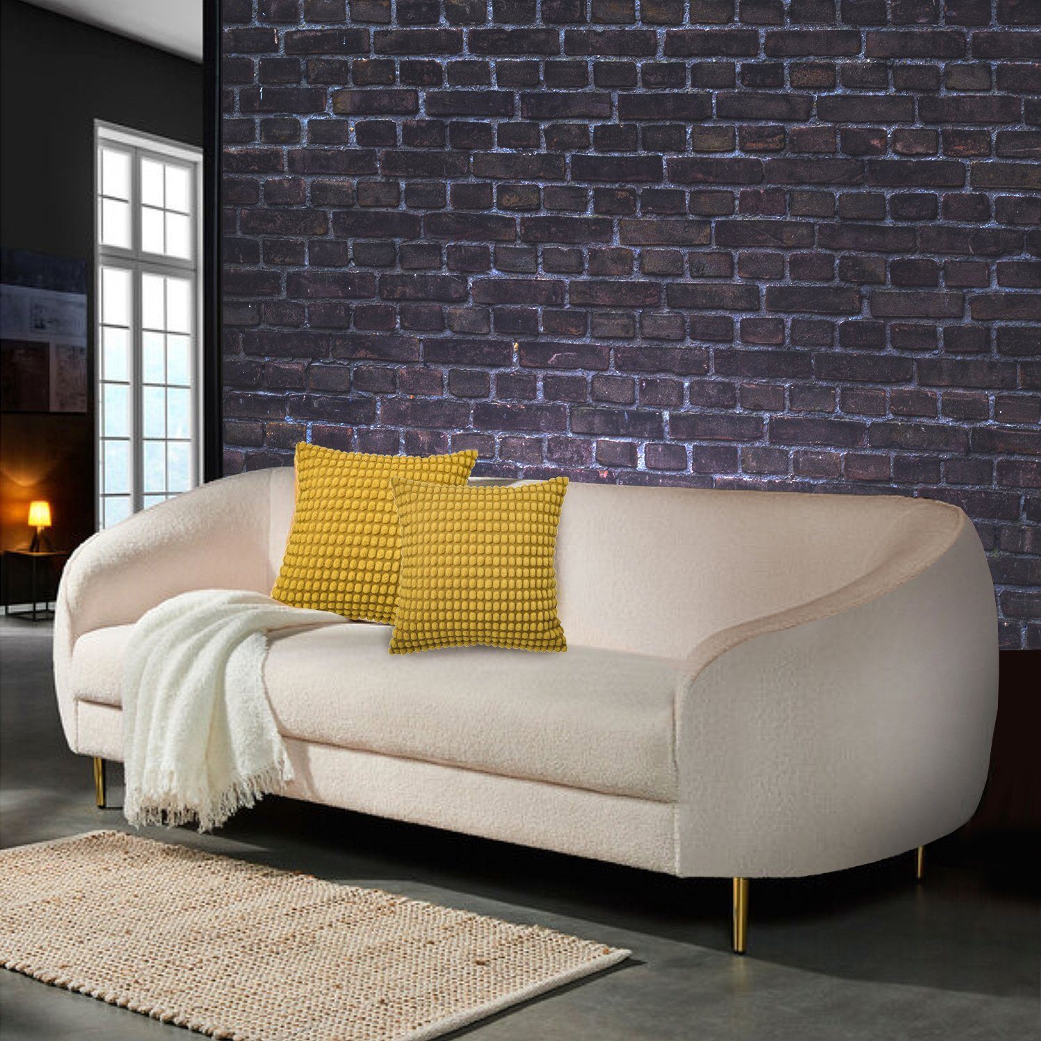 DM-Handel Sofa 3-er Sitz Design Sofa Plushsofa, Loungsofa Sitzmöbel Couch Creme 206x78x70 1 Teile, Plüsch-Couch
