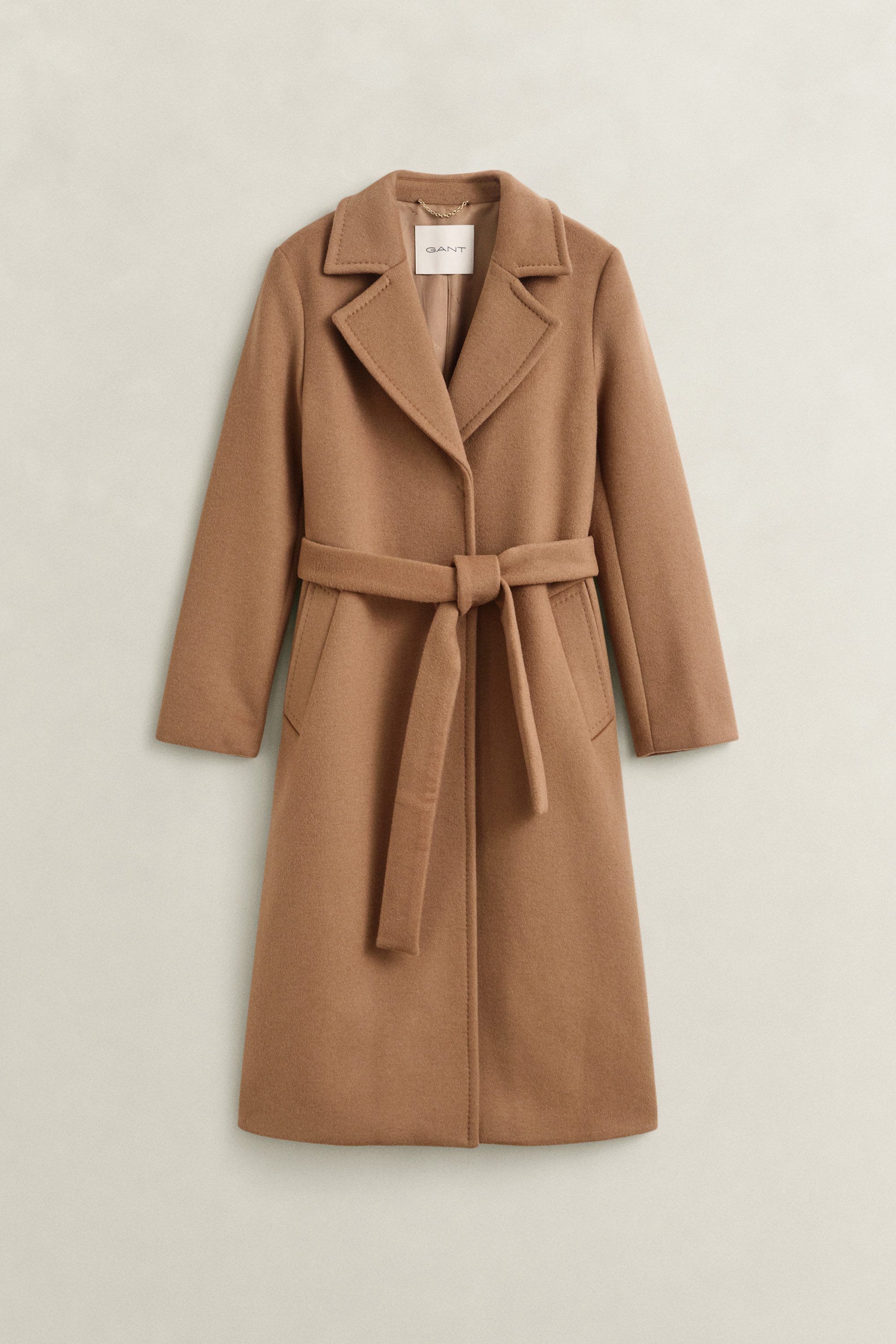 Gant Wollmantel BELTED WOOL BLEND Reverskragen, mit Bindegürtel