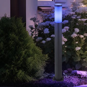 etc-shop LED Außen-Stehlampe, Leuchtmittel inklusive, Warmweiß, Farbwechsel, 2er Set Außen Steh Leuchte ANTHRAZIT Fernbedienung Garten Außen lampe