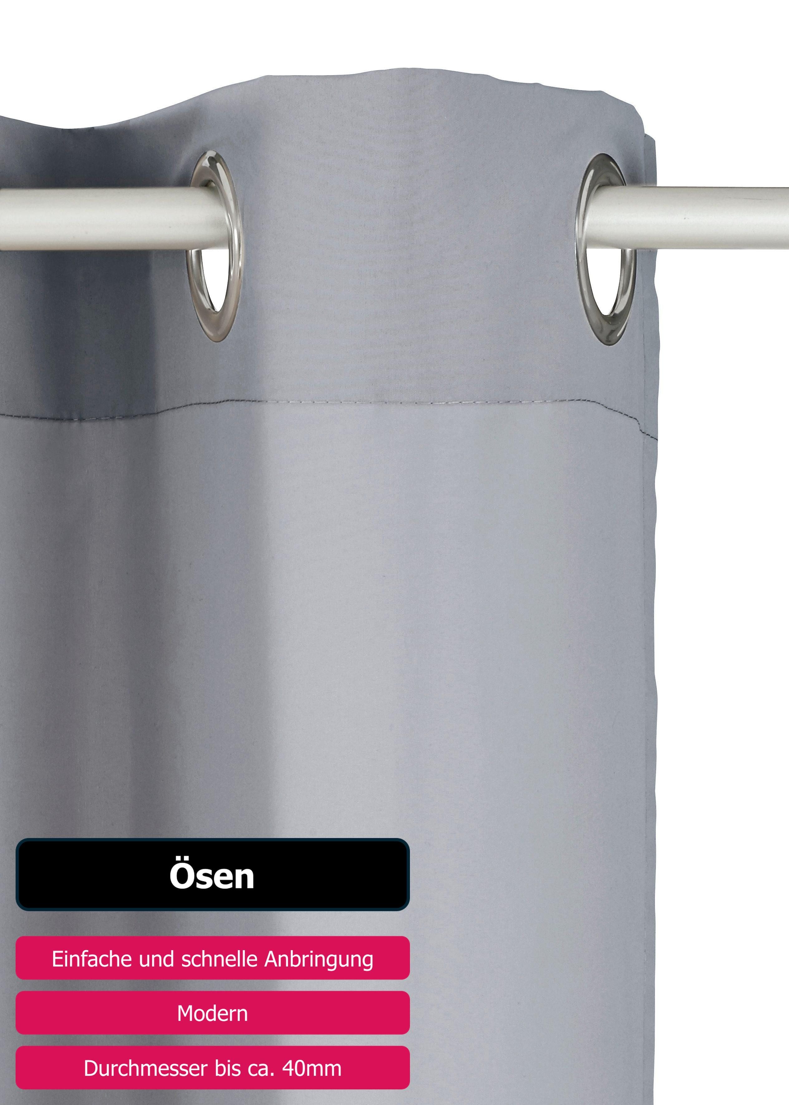 OTTO home Vorhang Raja mit Ösen, 2er Pack, blickdicht, Topseller! (2 St), Ösen, blickdicht, Polyester, einfarbig, Einfache Montage, Pflegeleicht, Ösen, 2 er Pac – Bild 4 von 5