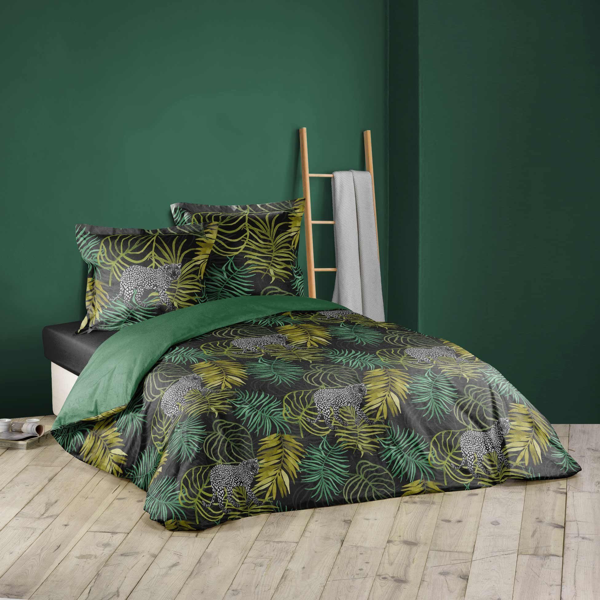 Bettwäsche, dynamic24, 3tlg. Bettwäsche 240x220cm Afrika grün Leopard  Baumwolle Bettdecke Übergröße Bett online kaufen | OTTO