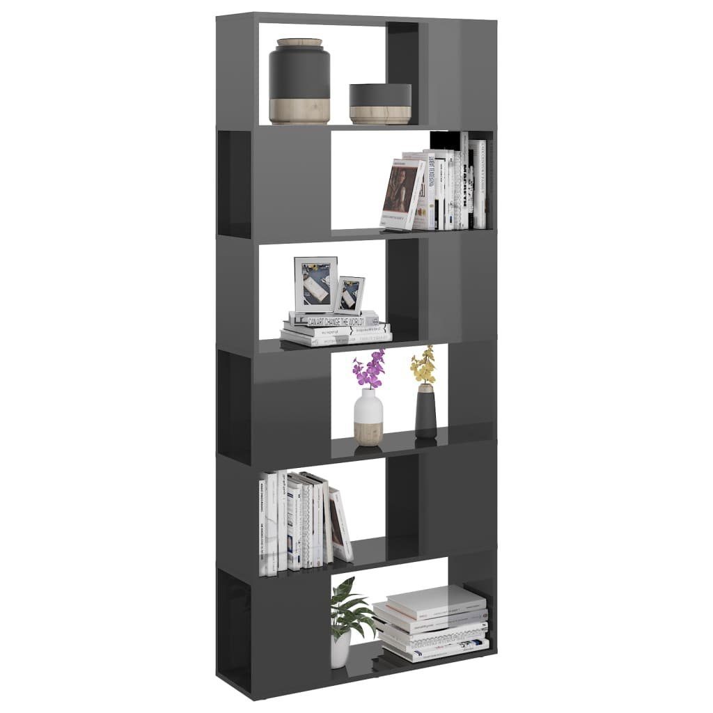 furnicato Bücherregal 80x24x186cm Holzwerkstoff Hochglanz-Grau Raumteiler