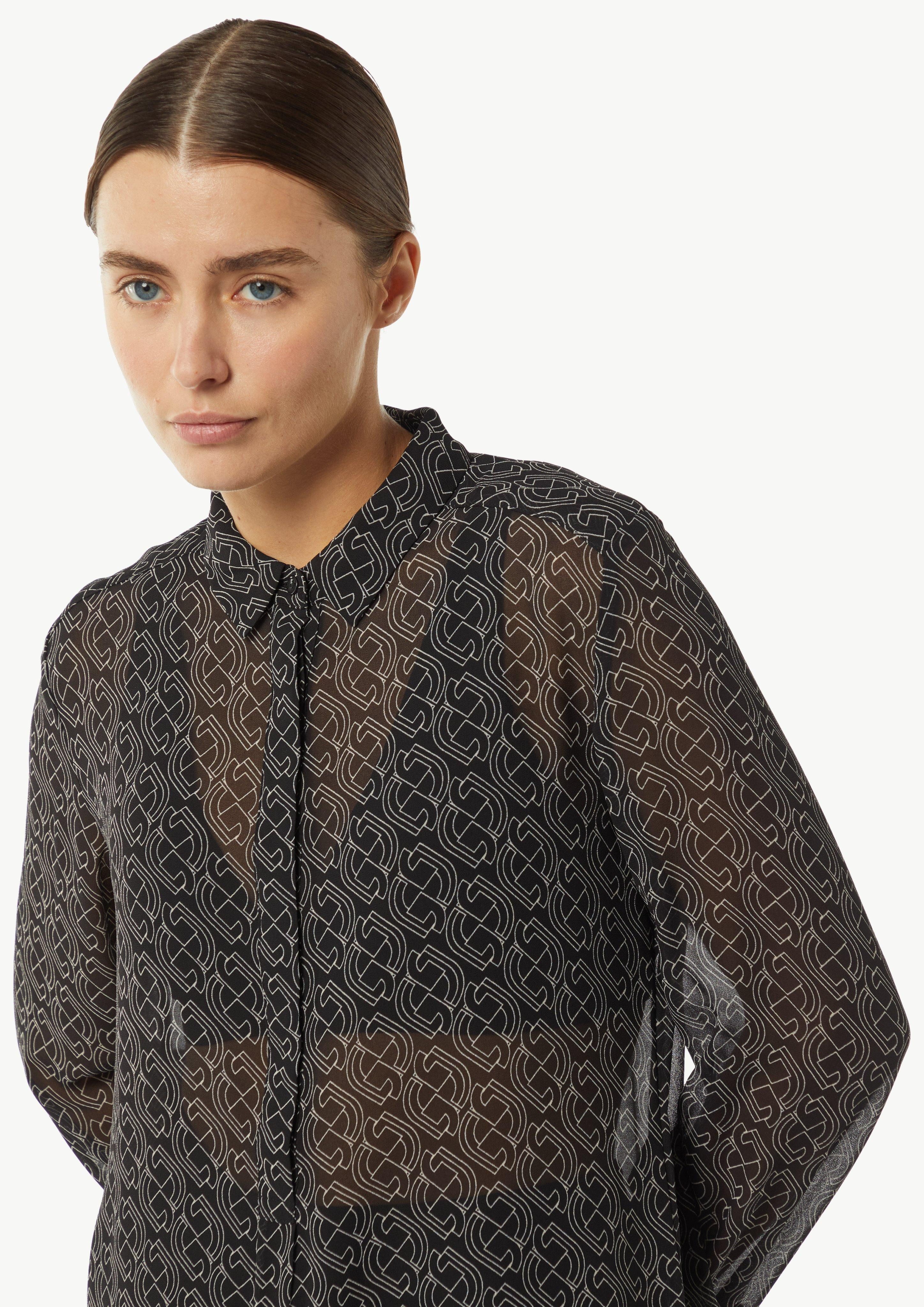Comma Langarmbluse Gemustertes Longbluse aus Chiffon günstig online kaufen