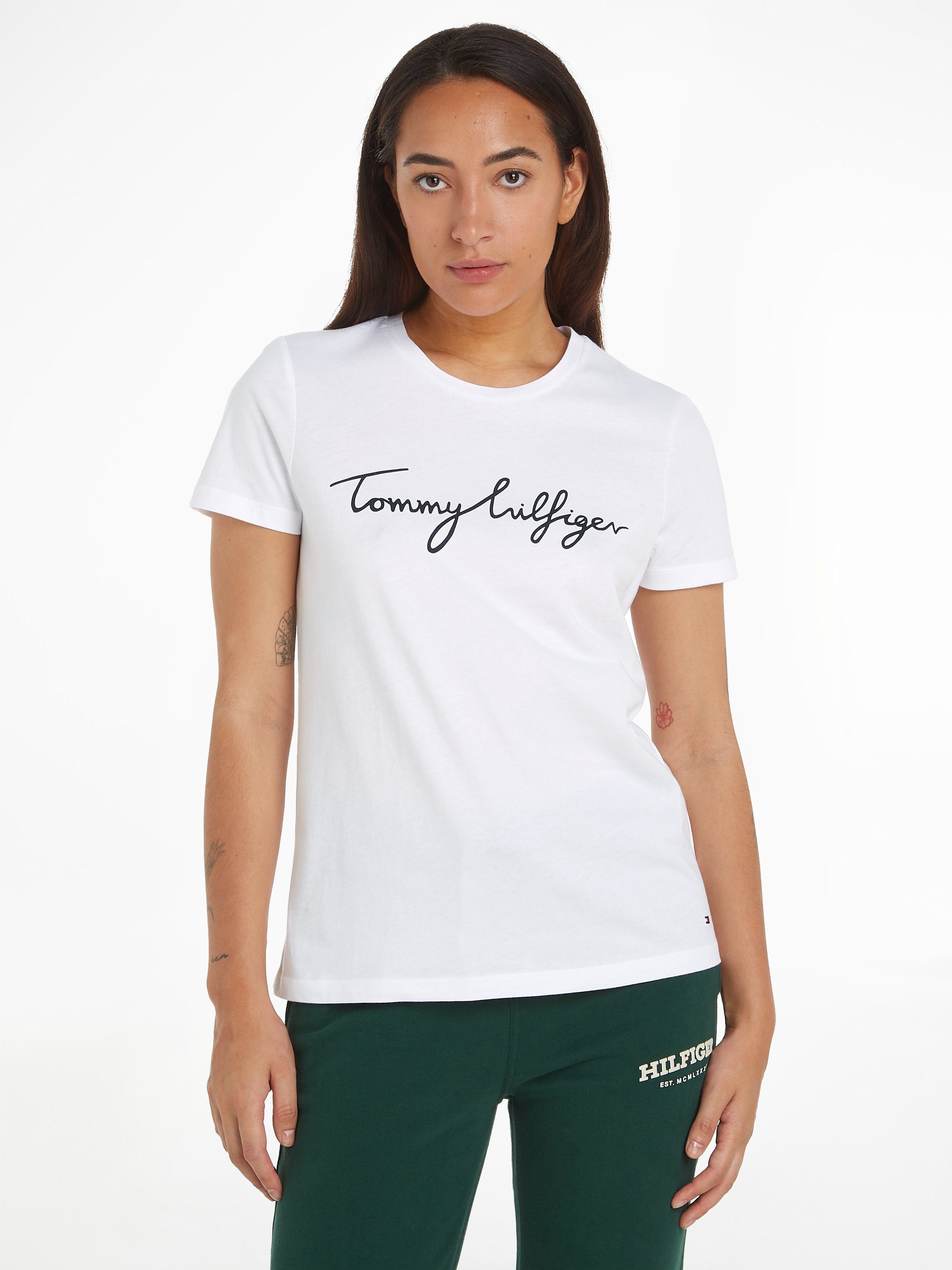 Tommy Hilfiger T-Shirt REG C-NK SIGNATURE TEE SS mit Logoschriftzug