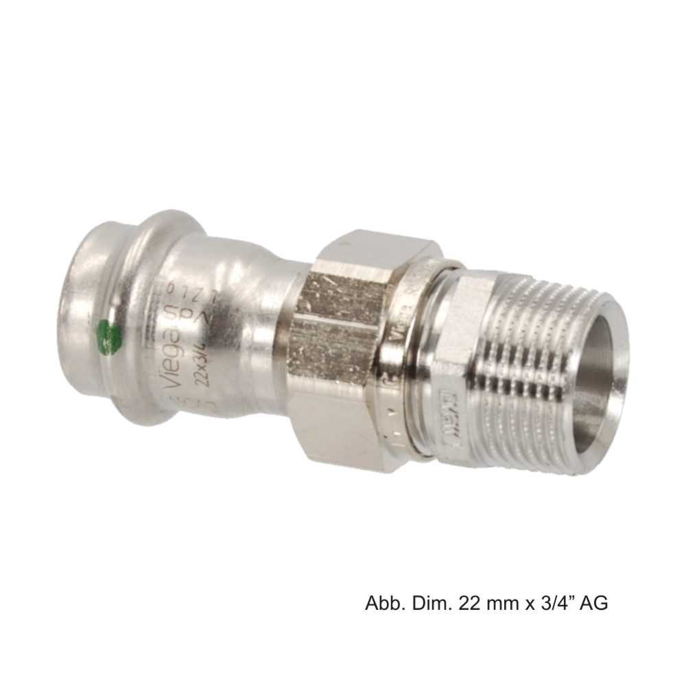 Wasserrohr Viega Sanpress Inox Verschraubung, flachd. mit AG, Modell 2365, 15mm x