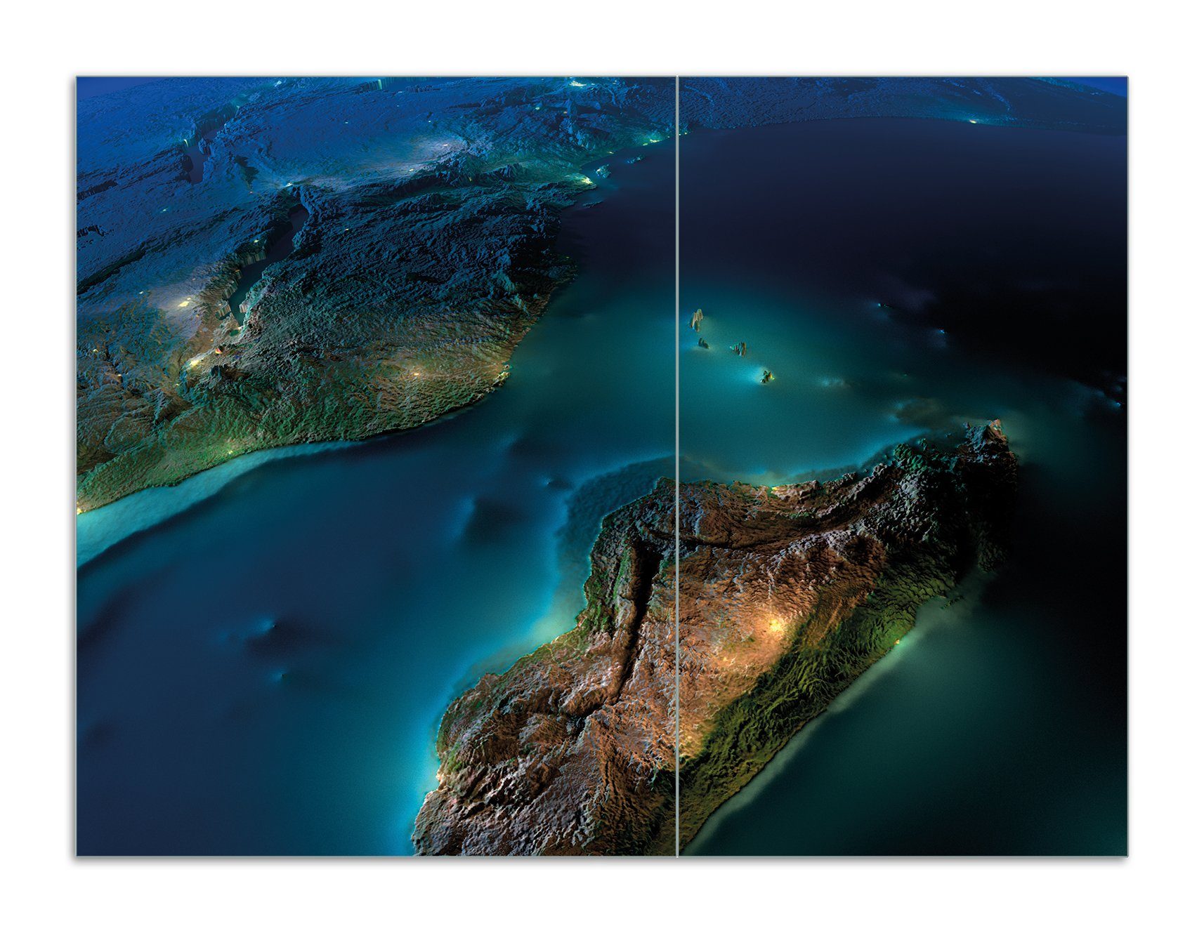 Wallario Herd-Abdeckplatte Blick auf die Erde bei Nacht, ESG-Sicherheitsglas, (Glasplatte, 2 tlg., inkl. 5mm Noppen), verschiedene Größen