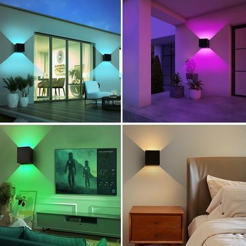Bedee Wandleuchte LED Wandleuchte Wandlampe Auf und ab Einstellbarer Lichtstrahl, ‎Farbwechsel, LED, Warmweißes Licht + RGB-Modus, Wandleuchte für Innen-und Außenbereiche Wohnzimmer,Treppe,Garten