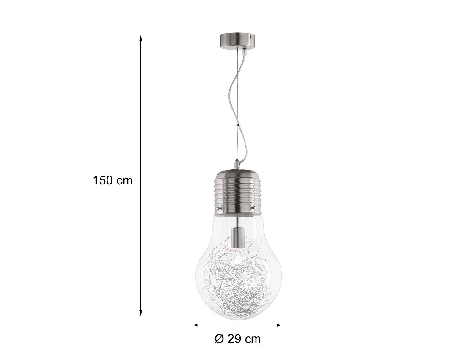 Pendelleuchte, Esstisch, ohne WOFI hängend Couchtisch, Ø Leuchtmittel, Wohnzimmer-Lampe 29cm Edsion coole