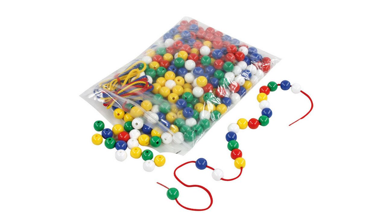 Lernspielzeug Bunte Fädelperlen, 300 Stück - Lernhilfe Mathe Einmaleins Addition
