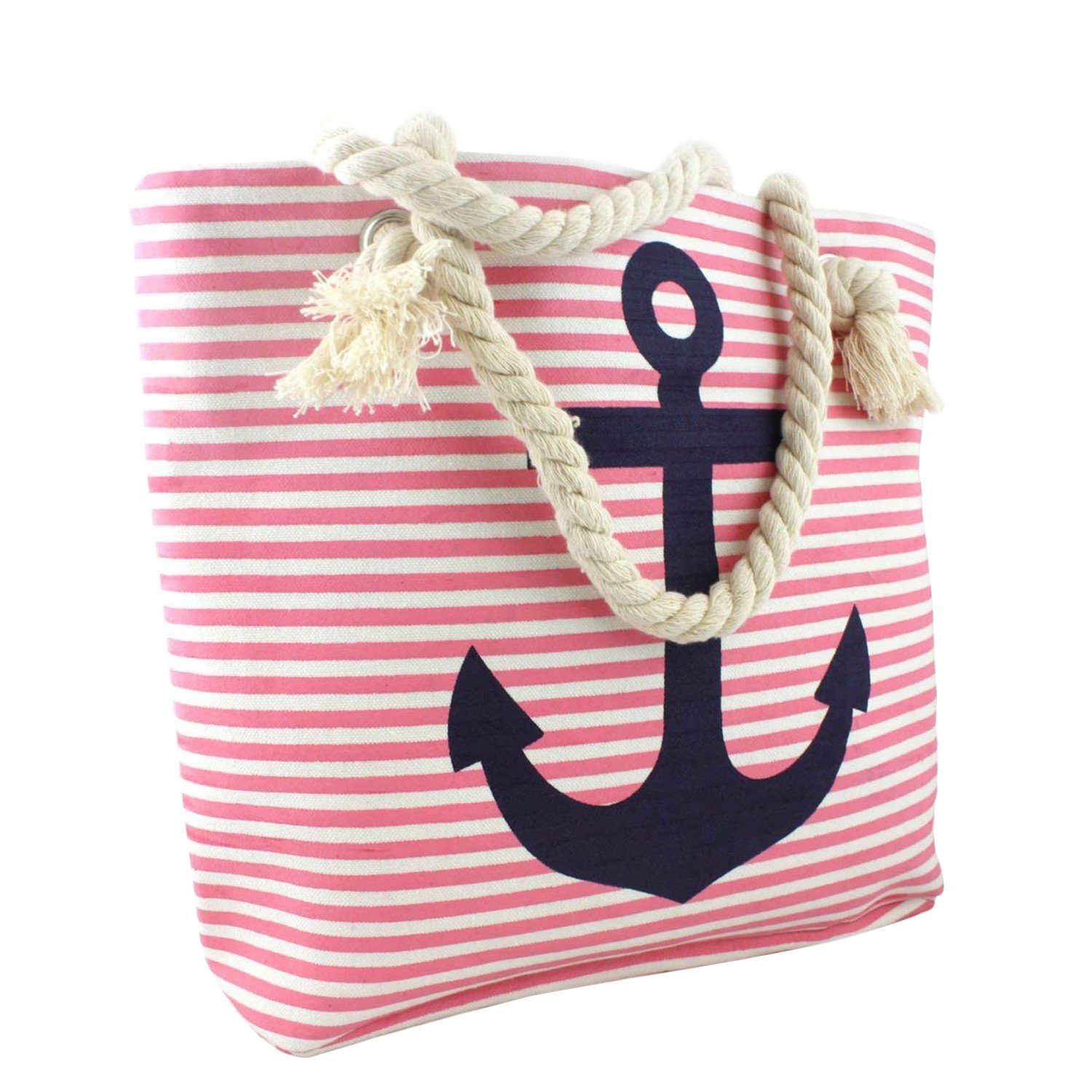 Sonia Originelli Strandtasche Strandtasche maritim Seilkordel mit Reißverschluss Ankerprint