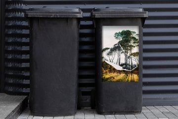 MuchoWow Wandsticker Italienische Landschaft Schirmkiefern - Kunst - Hendrik Voogd - (1 St), Mülleimer-aufkleber, Mülltonne, Sticker, Container, Abfalbehälter