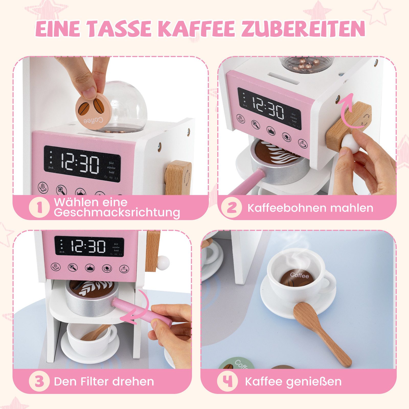 COSTWAY Spielküche Holz, Eck Kinderküche Holz günstig online kaufen