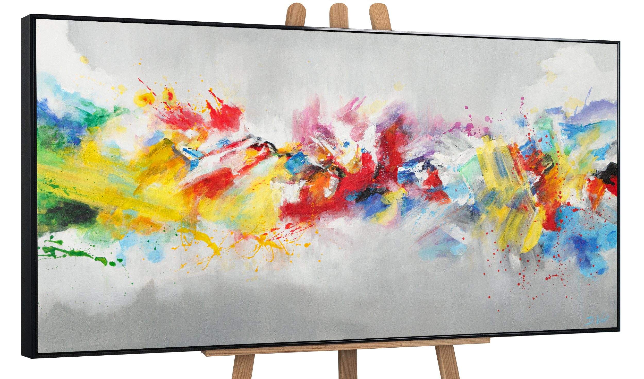 YS-Art Gemälde Buntes Leben, Abstraktion, Leinwandbild Abstrakt Landschaft Bunt