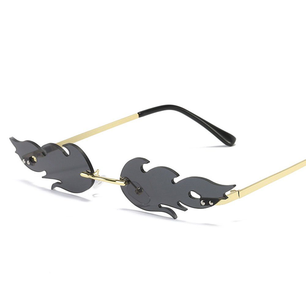 Housruse Retrosonnenbrille Unisex Flammen Sonnenbrille Retro Mode  Rahmenlose Sonnenbrillen