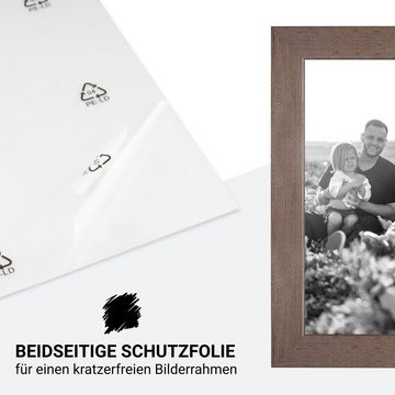 CABBEL Bilderrahmen-Set MDF Holz-Rahmen, Acrylglas, Collagen, Portraits, Bilder für Wand-Tisch, für 3 Bilder (Spar-Set), 3er Set Bilderrahmen 10x15 cm in Braun, Modern, Schmal, Fotorahmen, Ideal für Fotogalerie, Wanddeko, Lifestyle