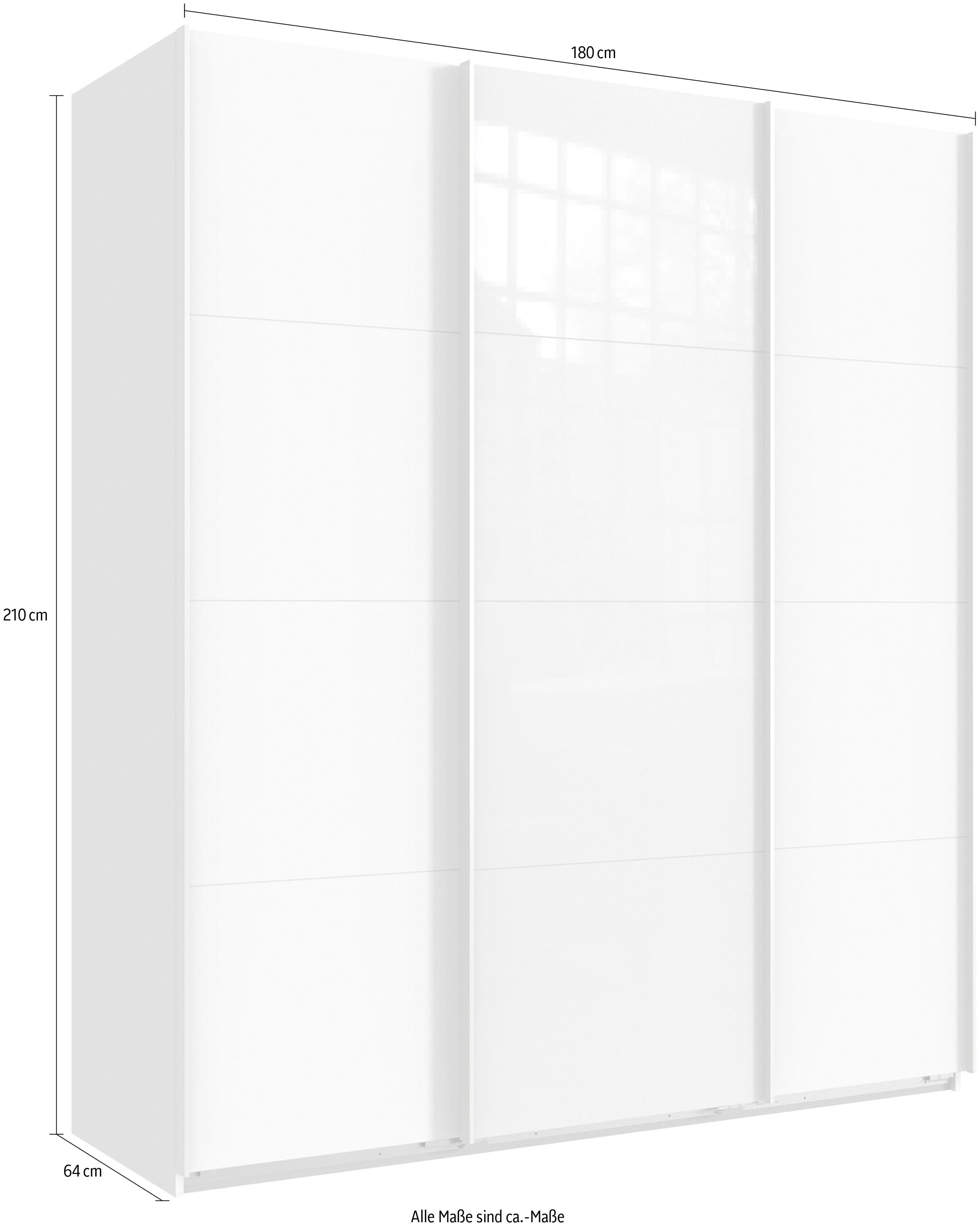 Norderstedt zusätzliche | Stoffboxen weiß Wimex INKLUSIVE Schwebetürenschrank Weiß 2 2 und Glas Einlegeböden Weiß/