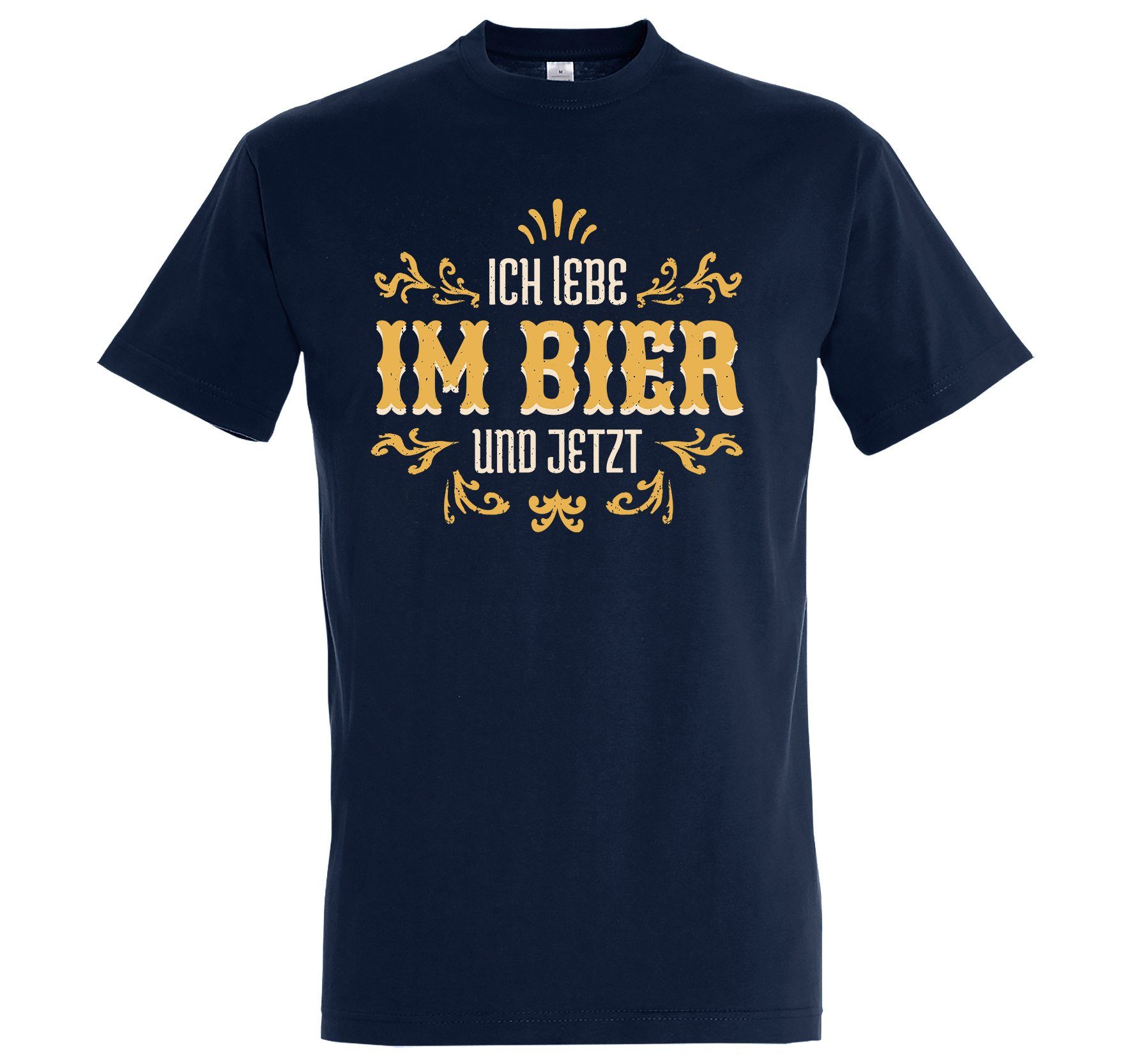 Youth Designz T-Shirt Ich Lebe Im Bier Und Jetzt Herren Shirt mit lustigem Frontprint Navyblau