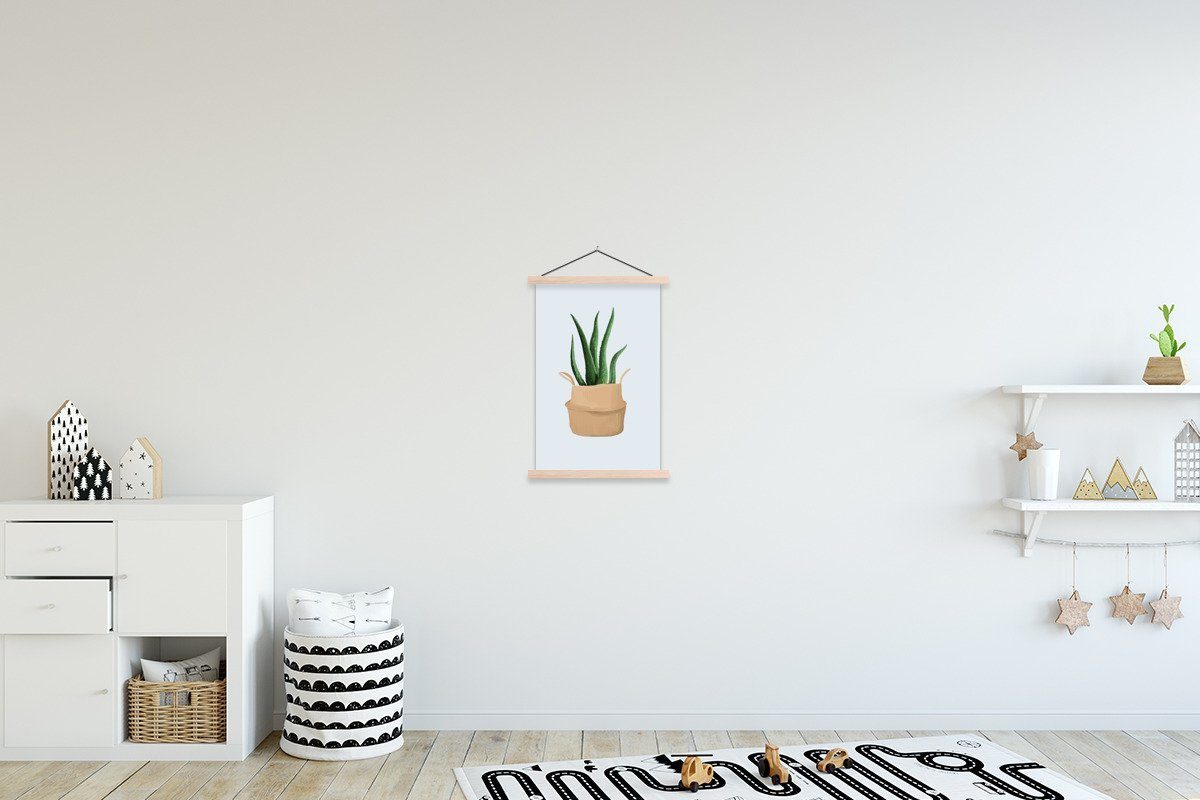 MuchoWow Poster Pflanze - Aloe Vera - Blumentopf, (1 St), Posterleiste, Textilposter für Wohnzimmer, Bilderleiste, Magnetisch