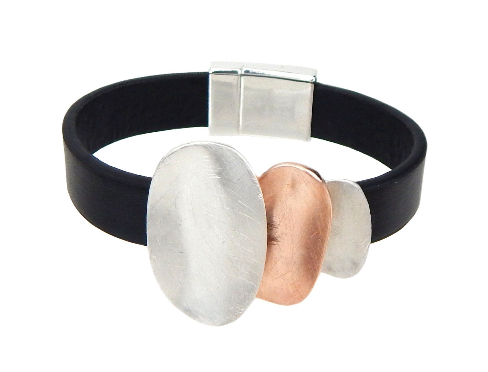 Ella Jonte Lederarmband, schönes Armband Leder Edelstahl mit  Magnetverschluss in Geschenktüte