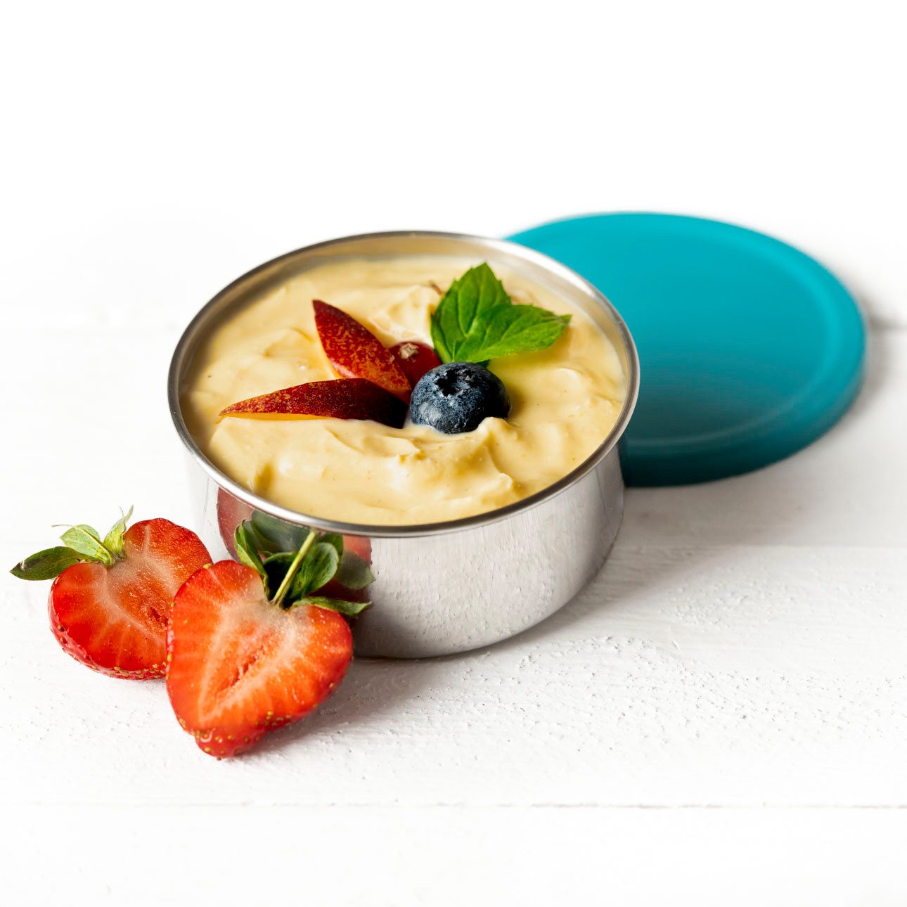 LEKKABOX Lunchbox Auslaufsichere Edelstahldose, 180ml - Joghurt, Dressing & Obst To Go, Wasserdicht transportiert – Joghurt, Obst und Dips sicher mitnehmen