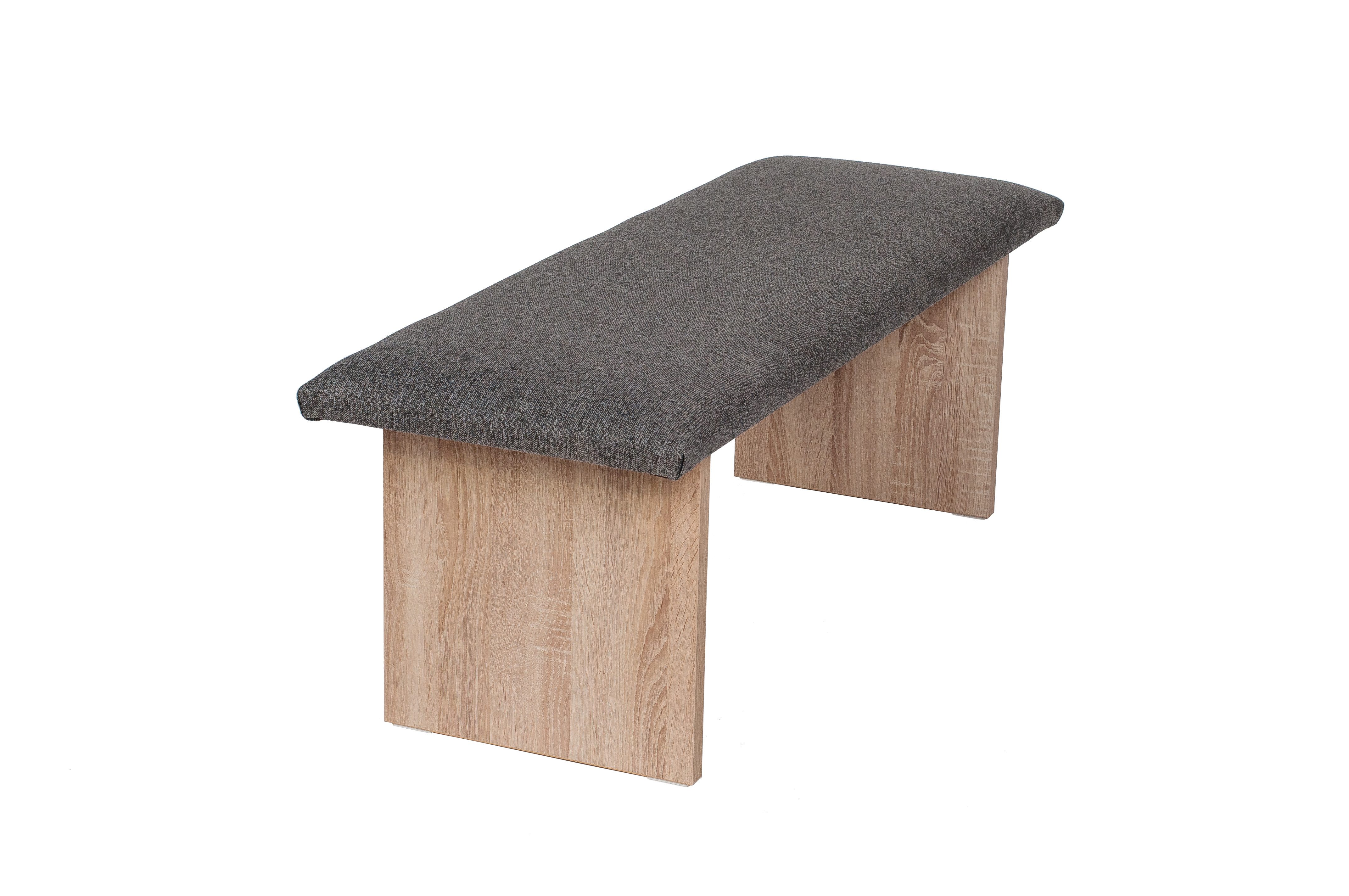 kundler home Sitzbank Schuhbank, Bank gepolstert, L:125cm, Eiche Premiumdekor, 2er Bank, ideal als Flurbank oder als Bank im Esszimmer