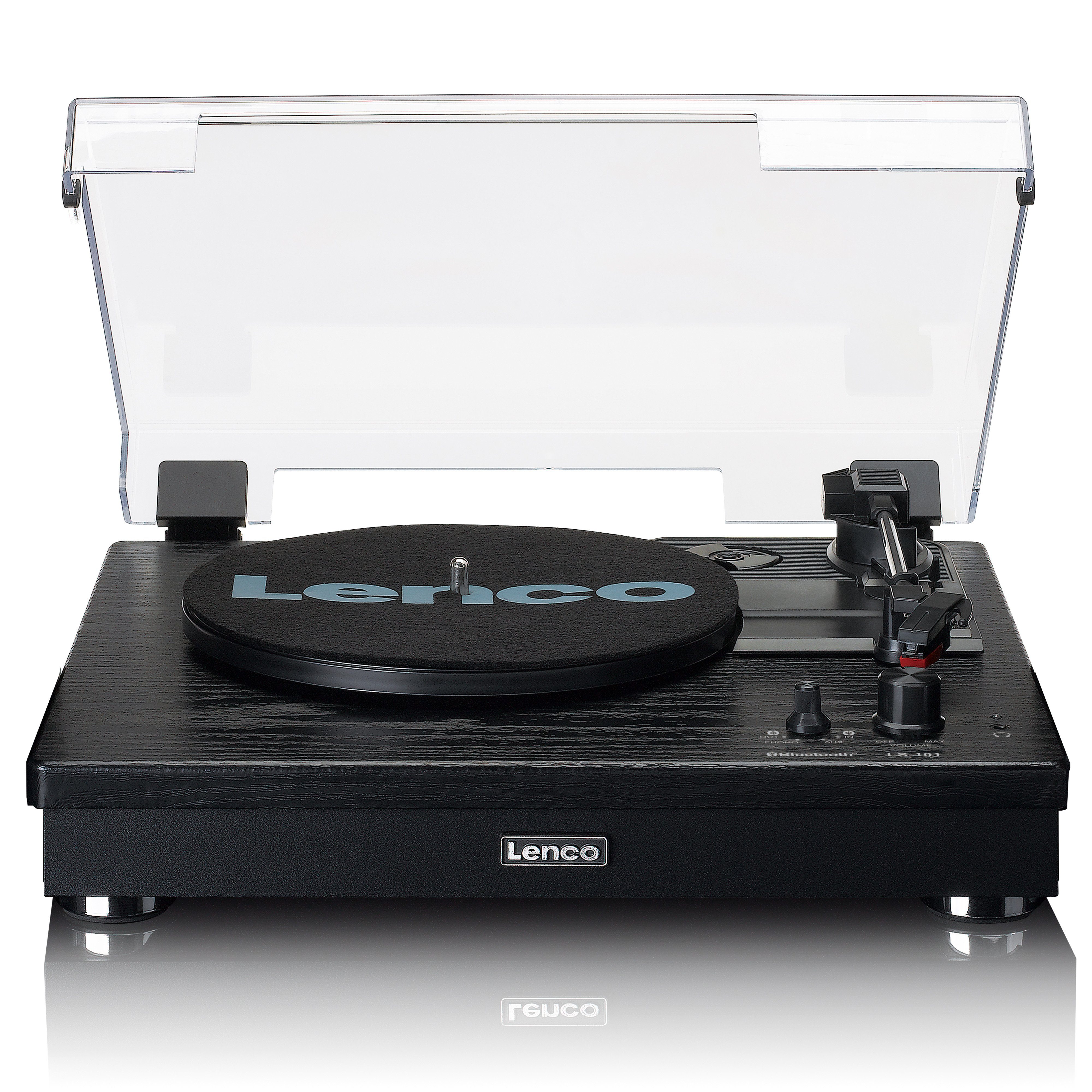 Lenco LS-101BK Plattenspieler mit Bluetooth und separaten Lautsprechern  Plattenspieler (Bluetooth), 3 Geschwindigkeiten 33, 45 und 78 U/min