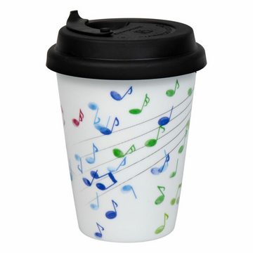 Könitz Coffee-to-go-Becher To Go Mug Flying Notes, Porzellan, mit Deckel